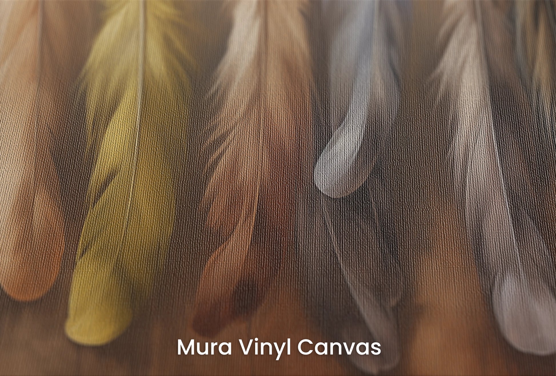 Zbliżenie na artystyczną fototapetę o nazwie Earthy Spectrum na podłożu Mura Vinyl Canvas - faktura naturalnego płótna.