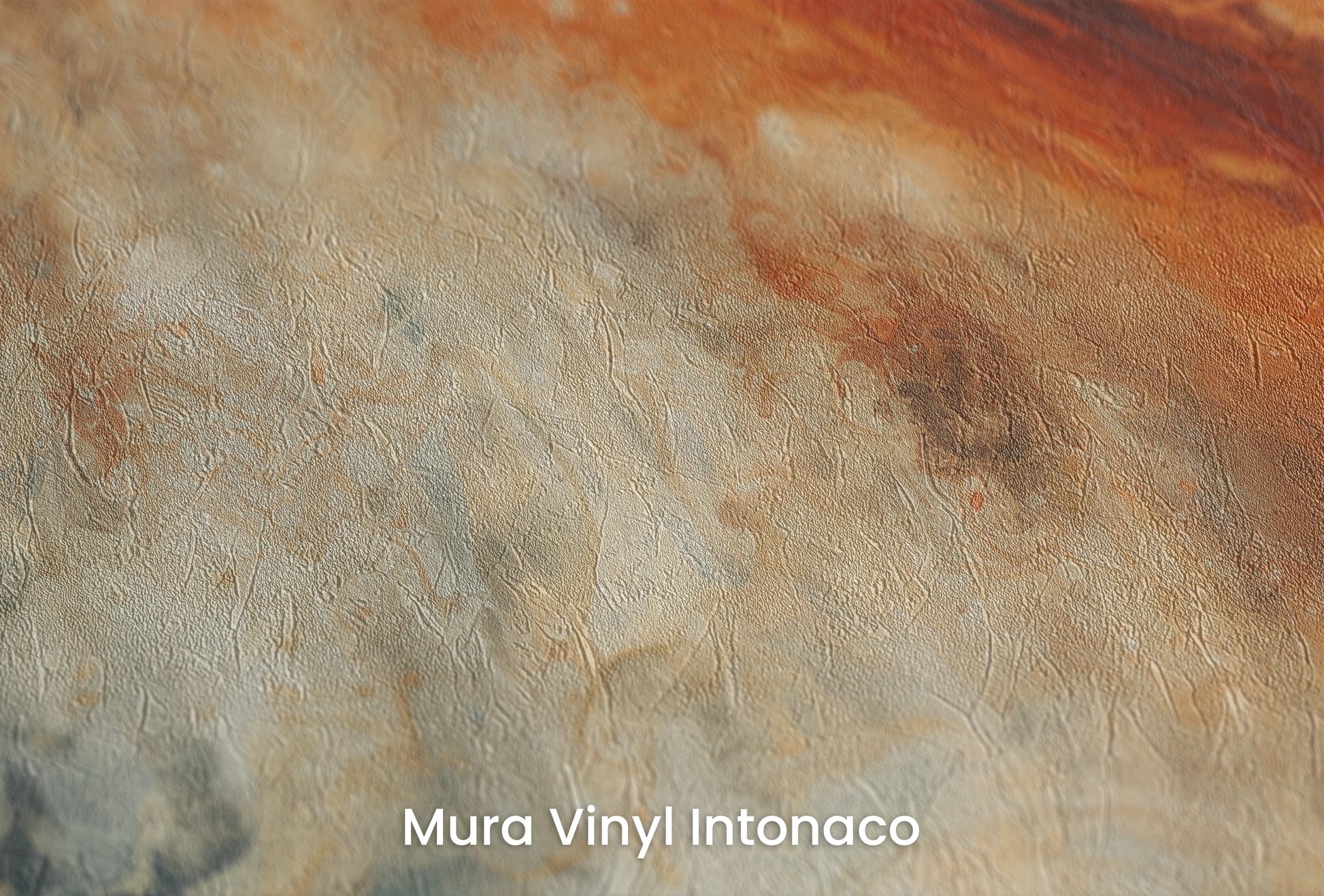 Zbliżenie na artystyczną fototapetę o nazwie Jupiter's Storm na podłożu Mura Vinyl Intonaco - struktura tartego tynku.