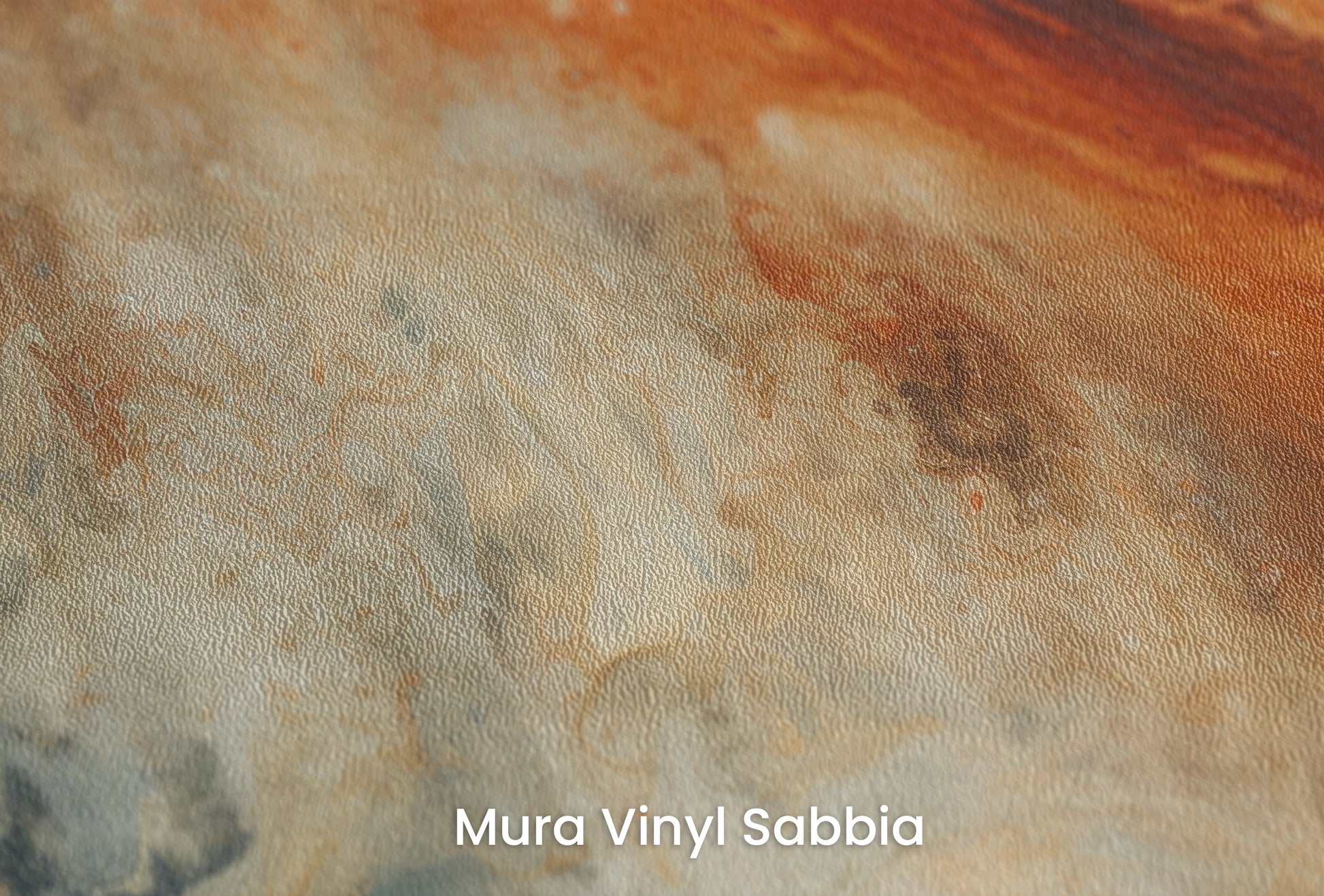 Zbliżenie na artystyczną fototapetę o nazwie Jupiter's Storm na podłożu Mura Vinyl Sabbia struktura grubego ziarna piasku.