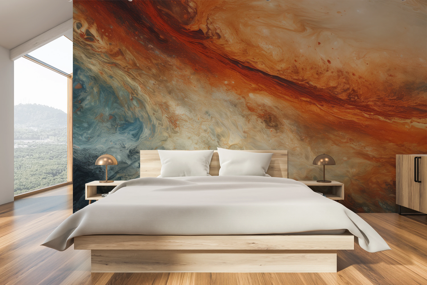Fototapeta malowana o nazwie Jupiter's Storm pokazana w aranżacji wnętrza.