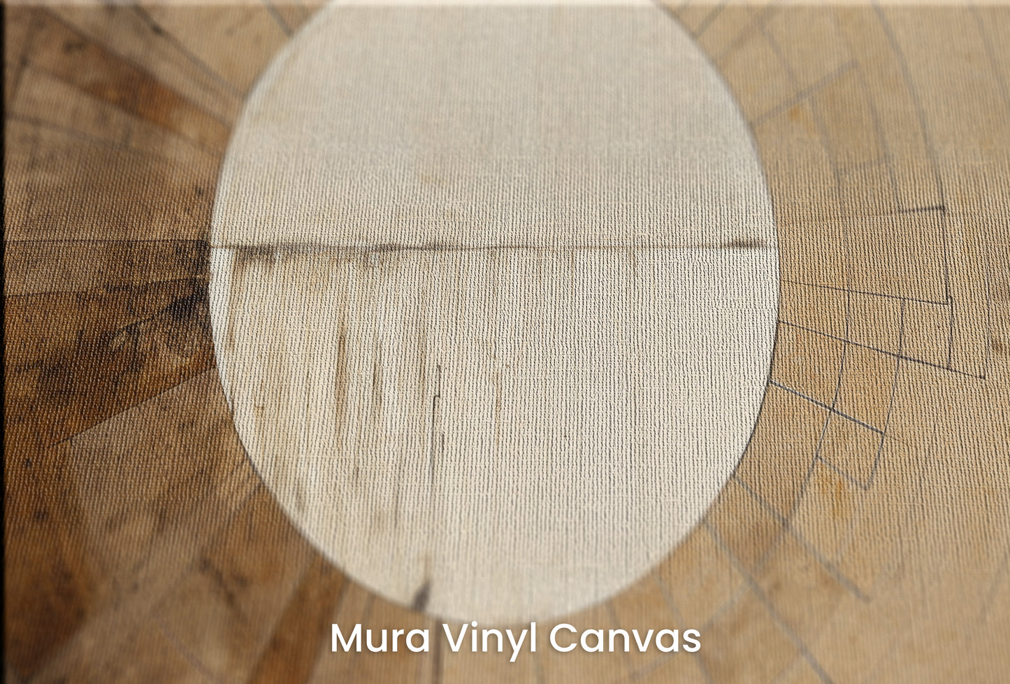 Zbliżenie na artystyczną fototapetę o nazwie ANCIENT SUNDIAL ILLUSION na podłożu Mura Vinyl Canvas - faktura naturalnego płótna.