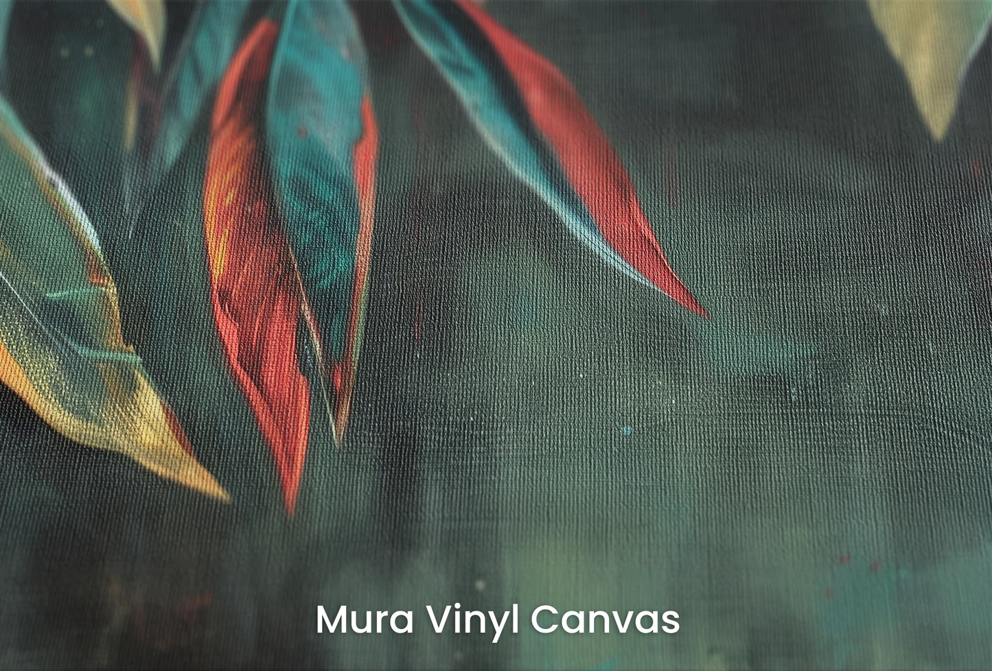 Zbliżenie na artystyczną fototapetę o nazwie Midnight Harmony na podłożu Mura Vinyl Canvas - faktura naturalnego płótna.