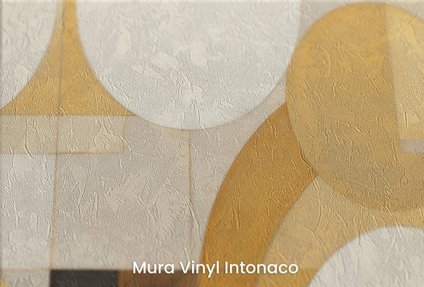 Zbliżenie na artystyczną fototapetę o nazwie GEOMETRIC SOLAR FLARES na podłożu Mura Vinyl Intonaco - struktura tartego tynku.