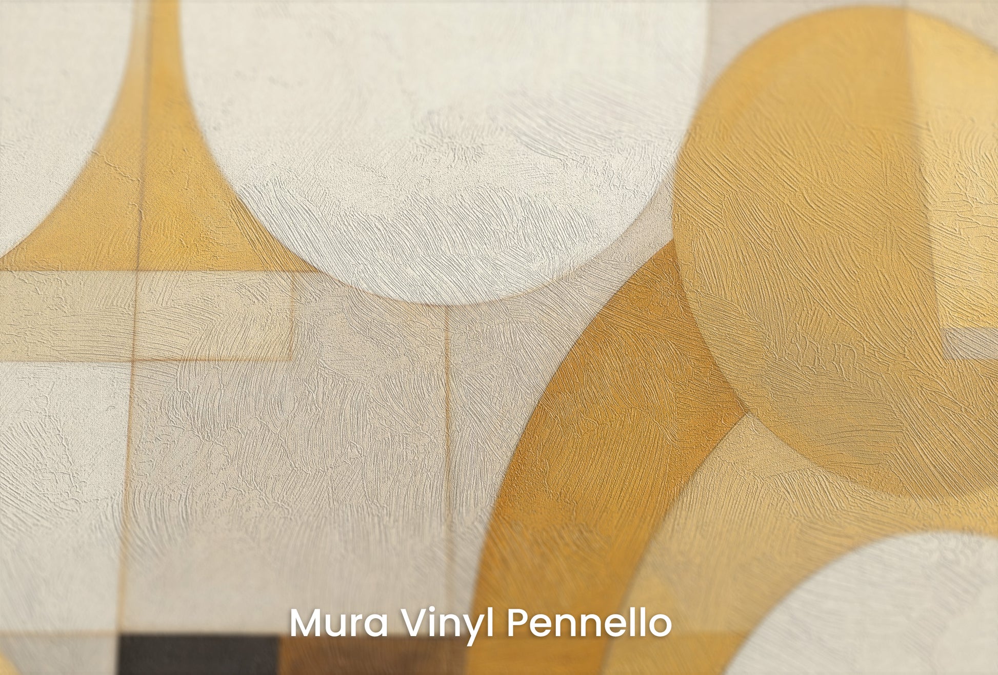 Zbliżenie na artystyczną fototapetę o nazwie GEOMETRIC SOLAR FLARES na podłożu Mura Vinyl Pennello - faktura pociągnięć pędzla malarskiego.