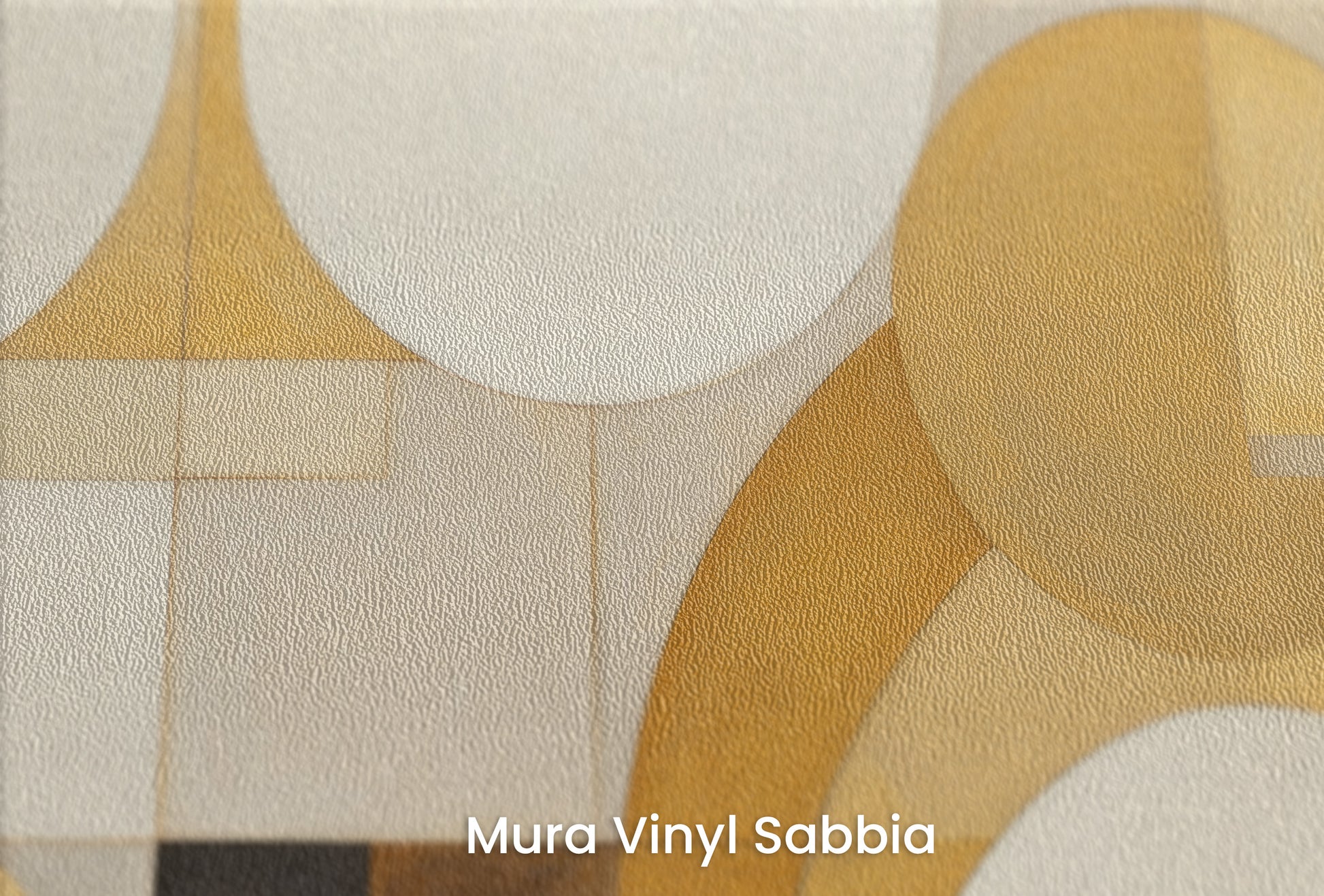 Zbliżenie na artystyczną fototapetę o nazwie GEOMETRIC SOLAR FLARES na podłożu Mura Vinyl Sabbia struktura grubego ziarna piasku.