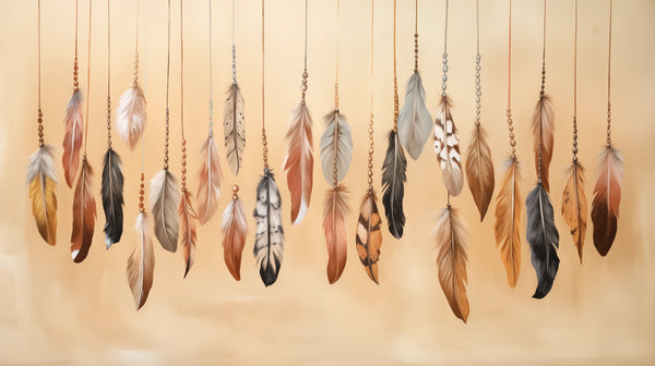 Hushed Elegance - Feather Wallpaper - Beige Elegant Cascade of Feathers