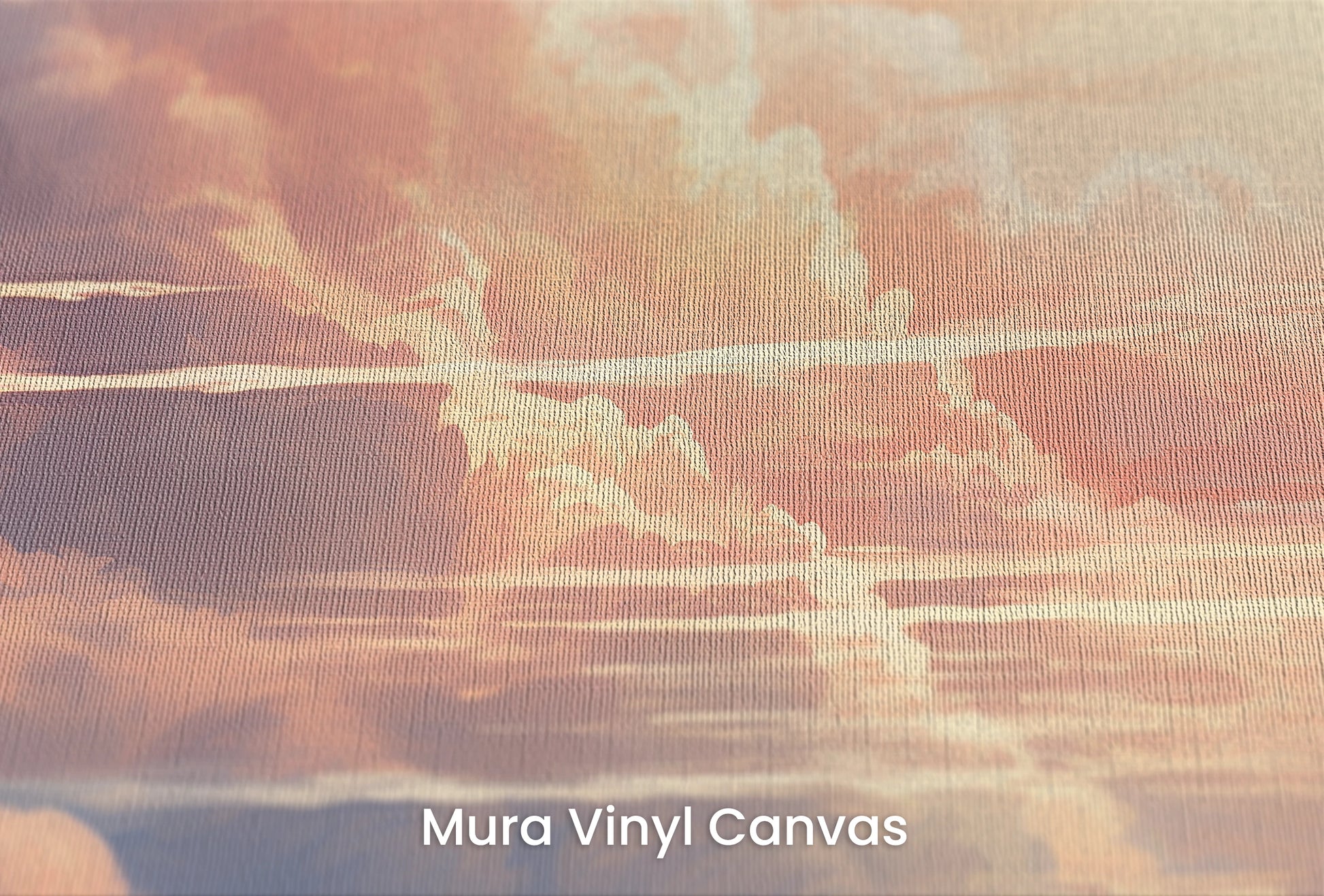 Zbliżenie na artystyczną fototapetę o nazwie Blush Horizon na podłożu Mura Vinyl Canvas - faktura naturalnego płótna.