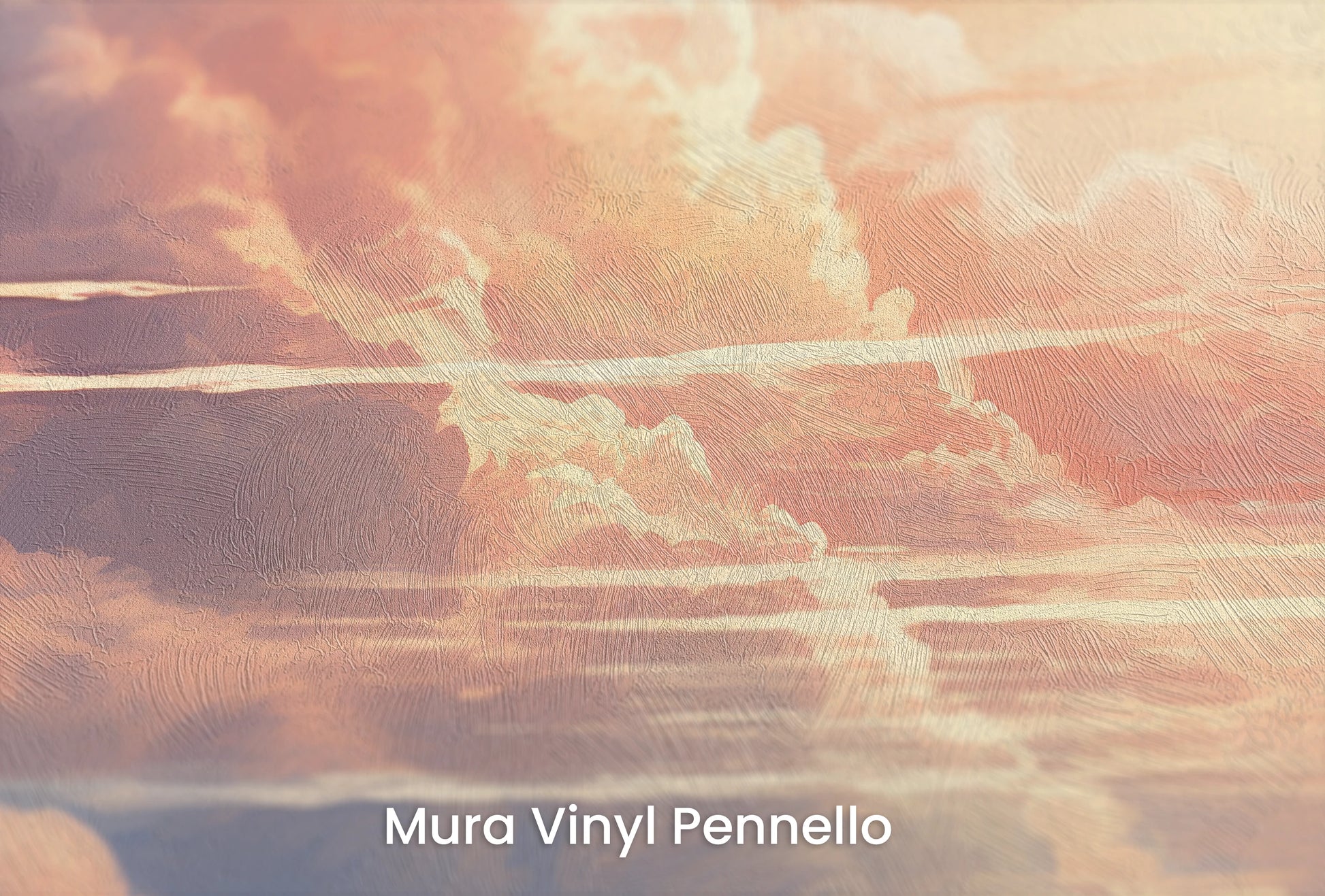 Zbliżenie na artystyczną fototapetę o nazwie Blush Horizon na podłożu Mura Vinyl Pennello - faktura pociągnięć pędzla malarskiego.