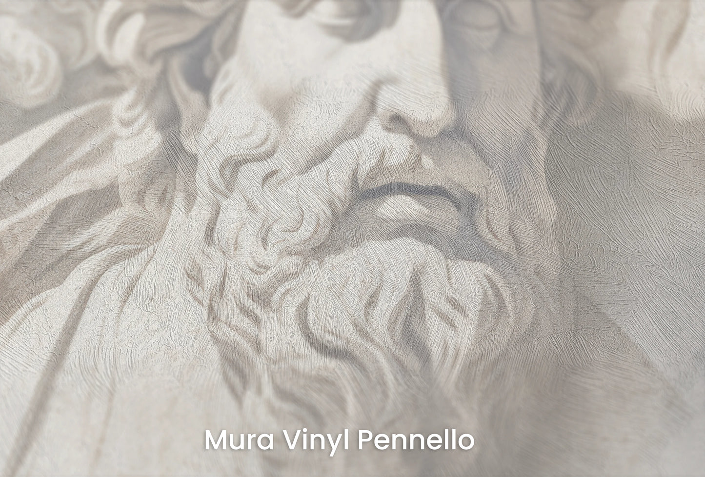 Zbliżenie na artystyczną fototapetę o nazwie Meditation of Heraclitus na podłożu Mura Vinyl Pennello - faktura pociągnięć pędzla malarskiego.