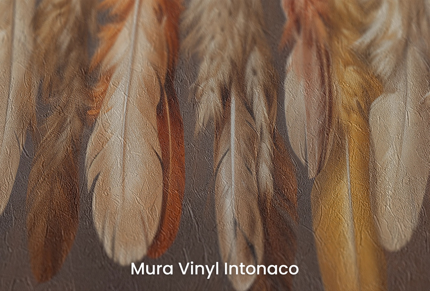 Zbliżenie na artystyczną fototapetę o nazwie Tawny Harmony na podłożu Mura Vinyl Intonaco - struktura tartego tynku.