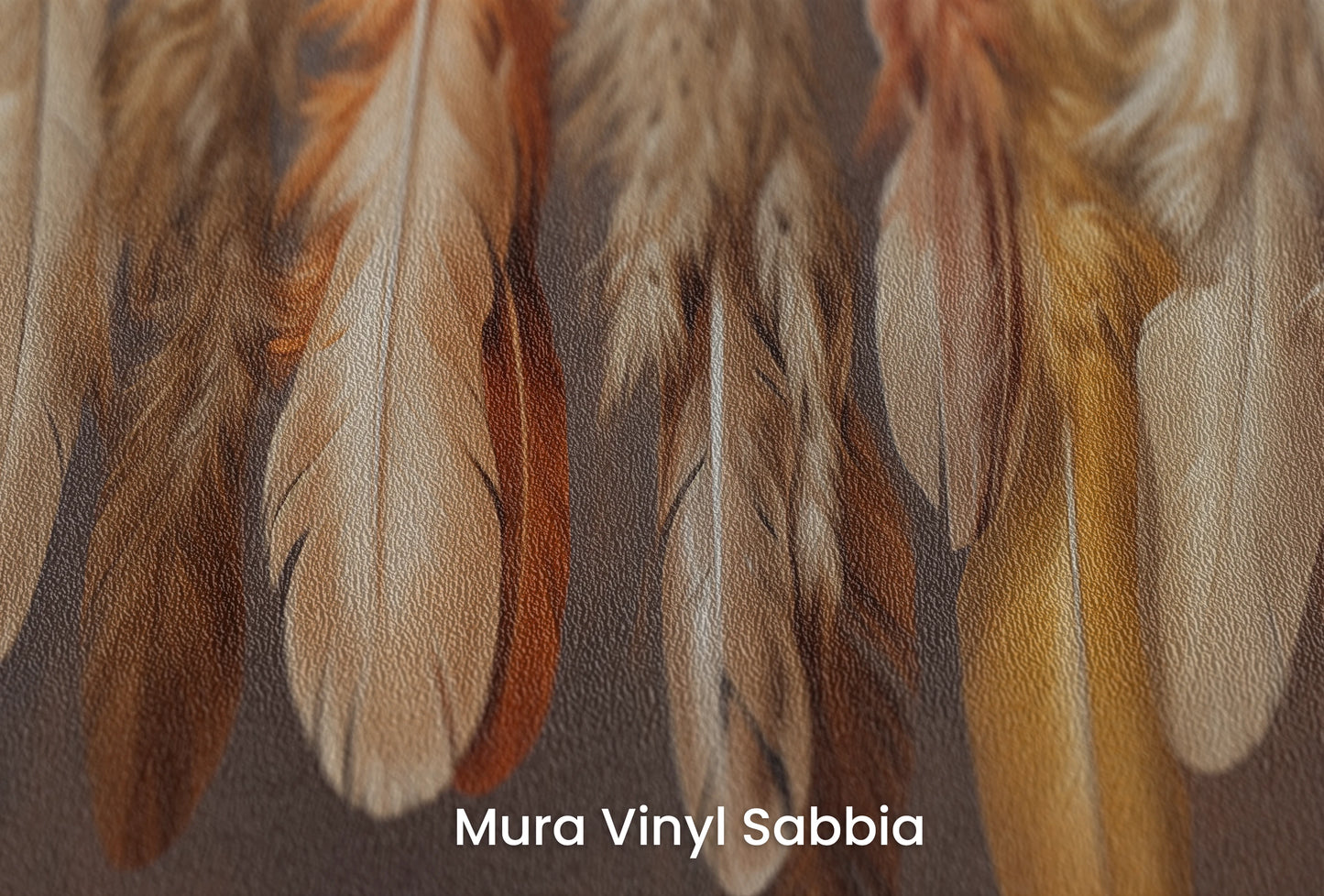 Zbliżenie na artystyczną fototapetę o nazwie Tawny Harmony na podłożu Mura Vinyl Sabbia struktura grubego ziarna piasku.