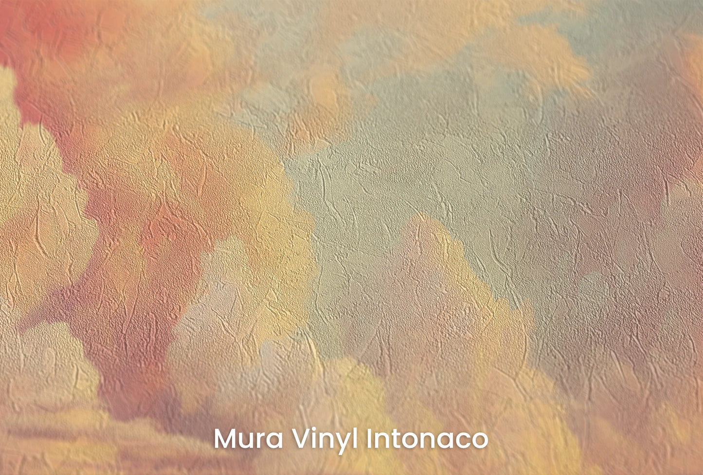 Zbliżenie na artystyczną fototapetę o nazwie Cotton Clouds na podłożu Mura Vinyl Intonaco - struktura tartego tynku.