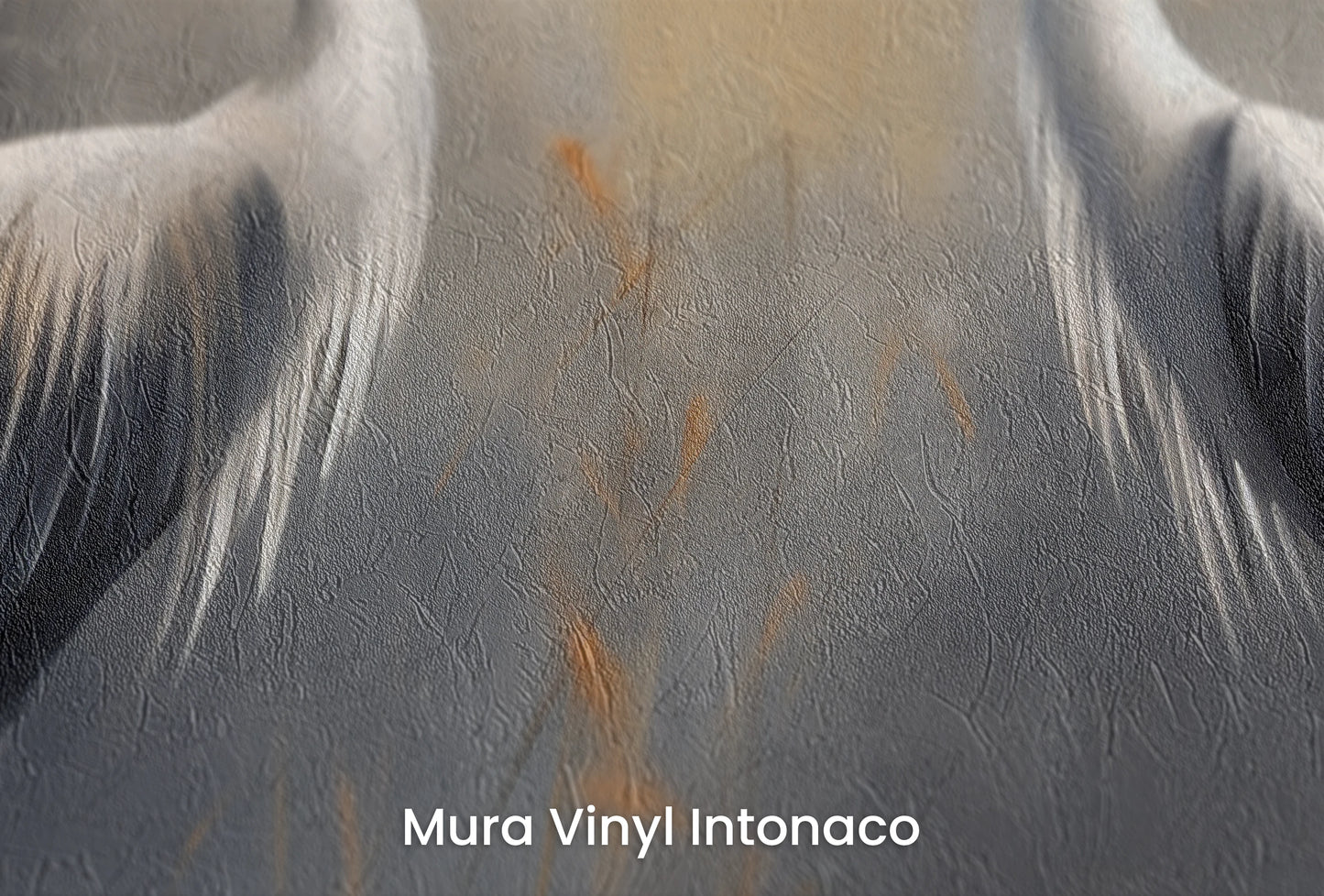 Zbliżenie na artystyczną fototapetę o nazwie Crimson Dance na podłożu Mura Vinyl Intonaco - struktura tartego tynku.