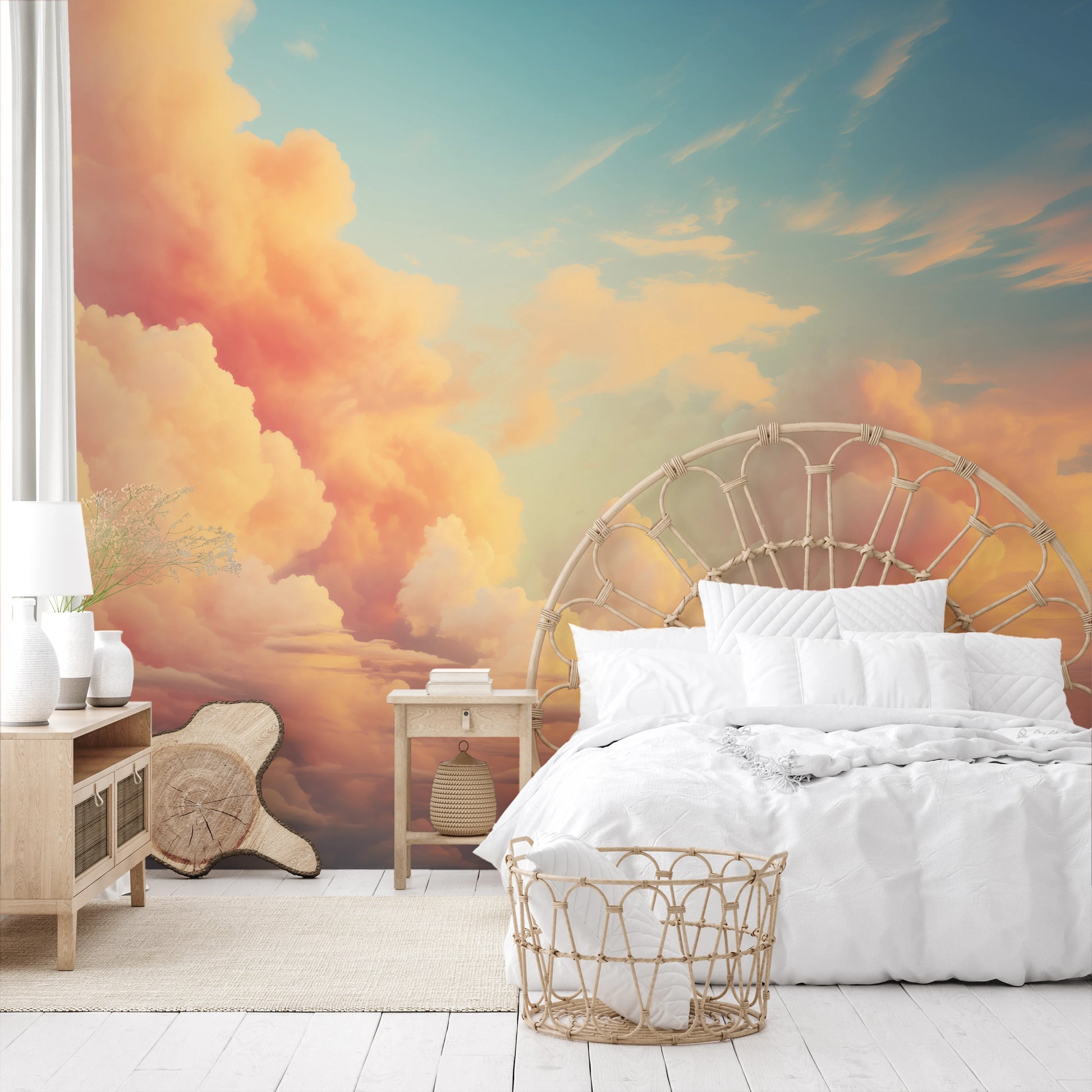 Fototapeta malowana o nazwie Cotton Clouds pokazana w aranżacji wnętrza.
