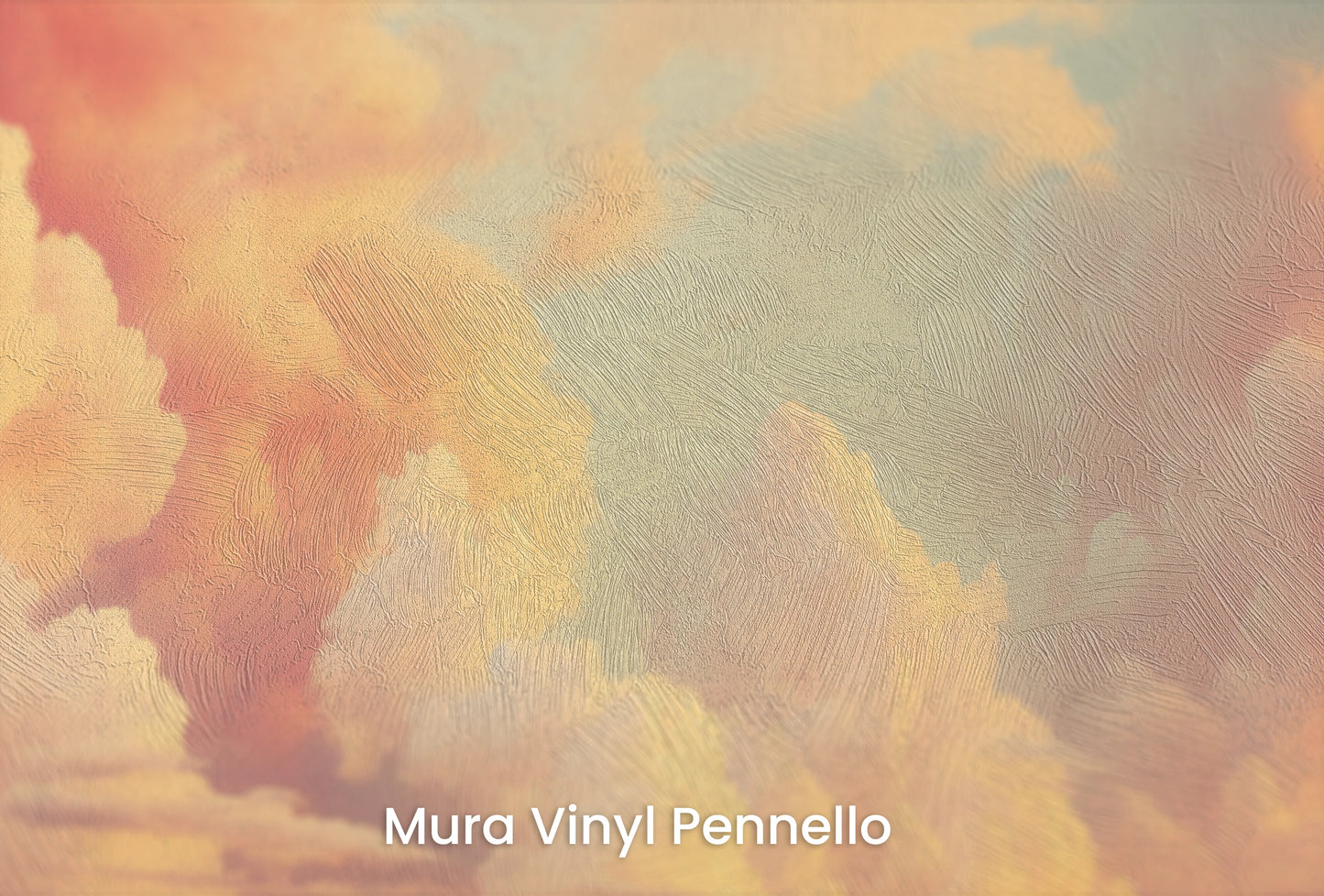 Zbliżenie na artystyczną fototapetę o nazwie Cotton Clouds na podłożu Mura Vinyl Pennello - faktura pociągnięć pędzla malarskiego.