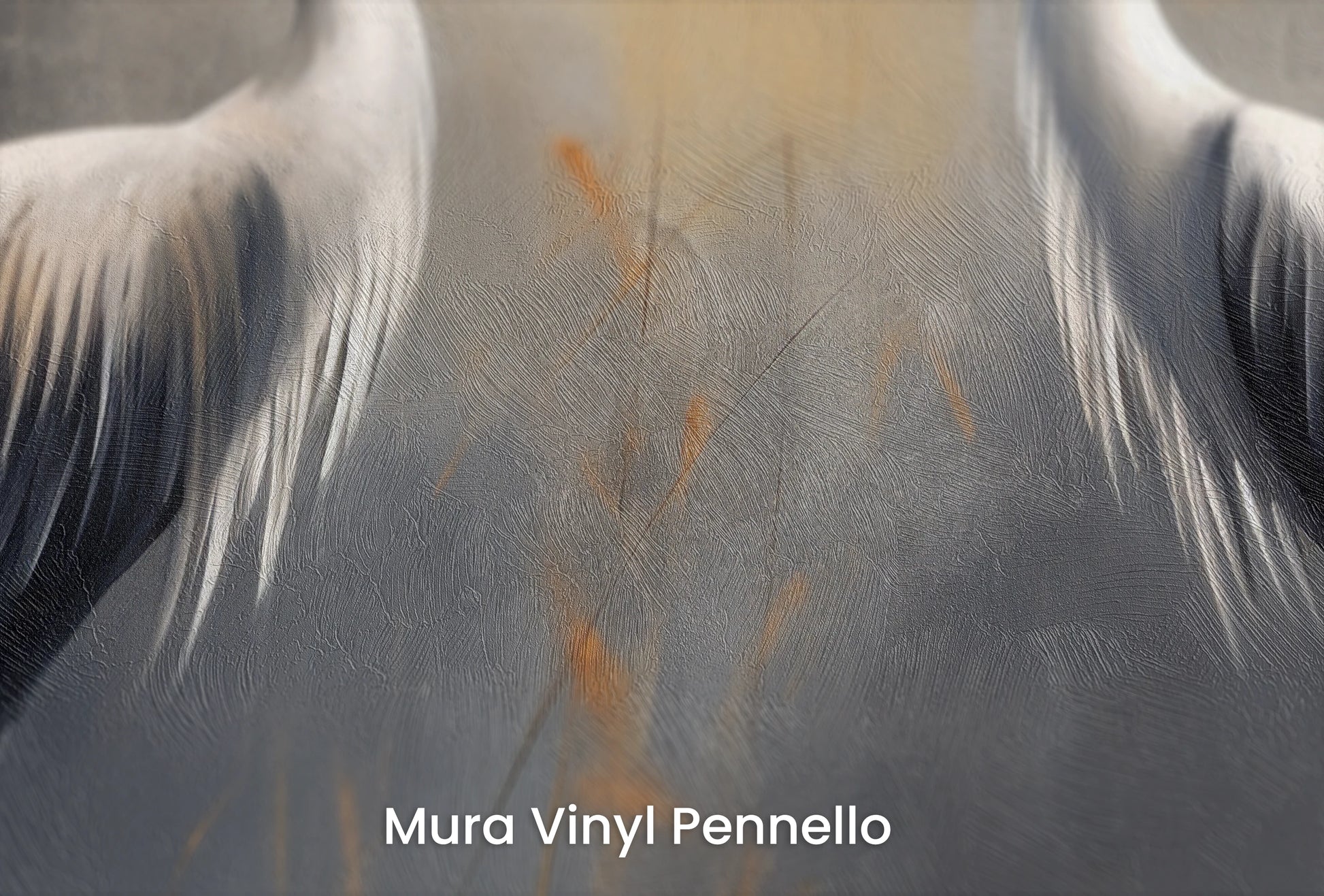 Zbliżenie na artystyczną fototapetę o nazwie Crimson Dance na podłożu Mura Vinyl Pennello - faktura pociągnięć pędzla malarskiego.