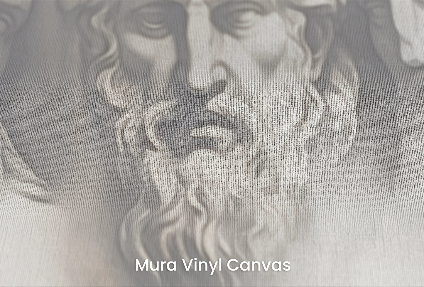 Zbliżenie na artystyczną fototapetę o nazwie Epicurean Reflection na podłożu Mura Vinyl Canvas - faktura naturalnego płótna.