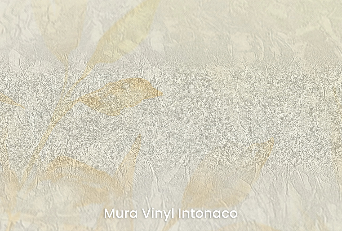 Zbliżenie na artystyczną fototapetę o nazwie Golden Tranquility na podłożu Mura Vinyl Intonaco - struktura tartego tynku.