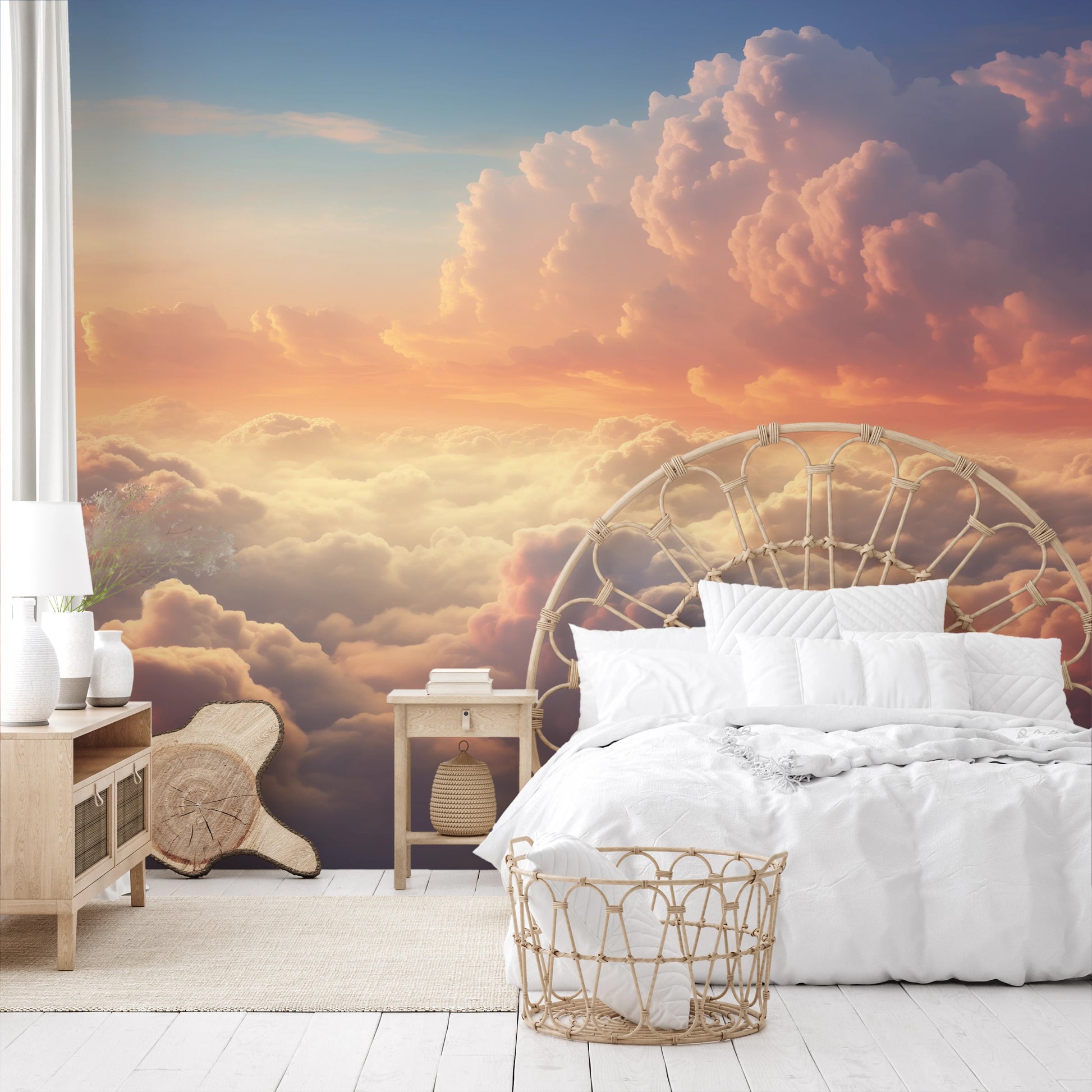 Fototapeta malowana o nazwie Pastel Skies pokazana w aranżacji wnętrza.