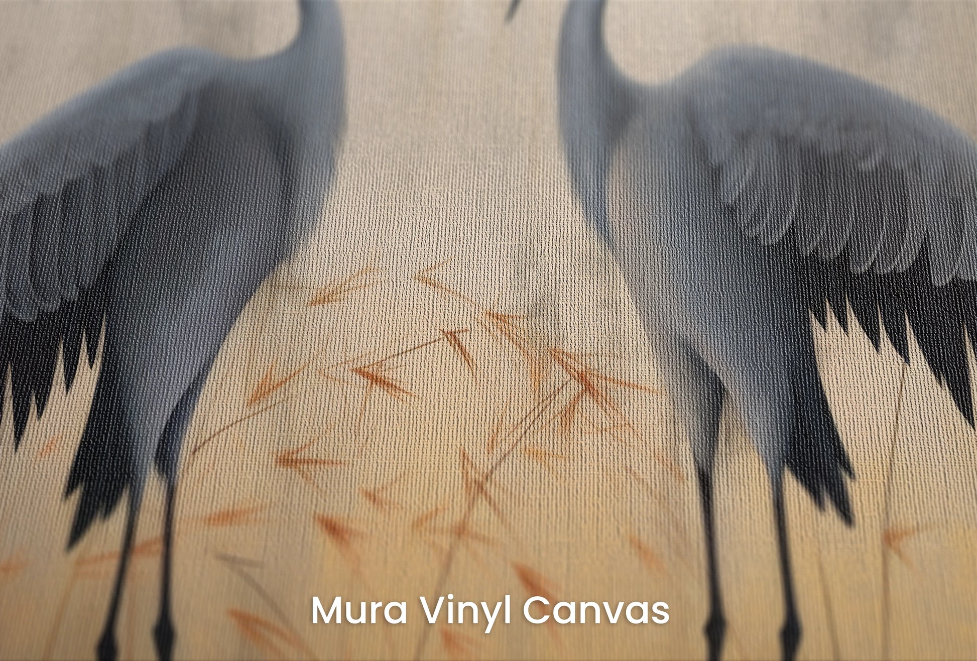 Zbliżenie na artystyczną fototapetę o nazwie Silent Dialogue na podłożu Mura Vinyl Canvas - faktura naturalnego płótna.