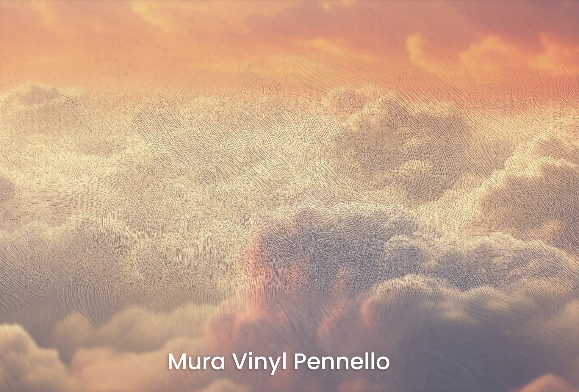 Zbliżenie na artystyczną fototapetę o nazwie Pastel Skies na podłożu Mura Vinyl Pennello - faktura pociągnięć pędzla malarskiego.