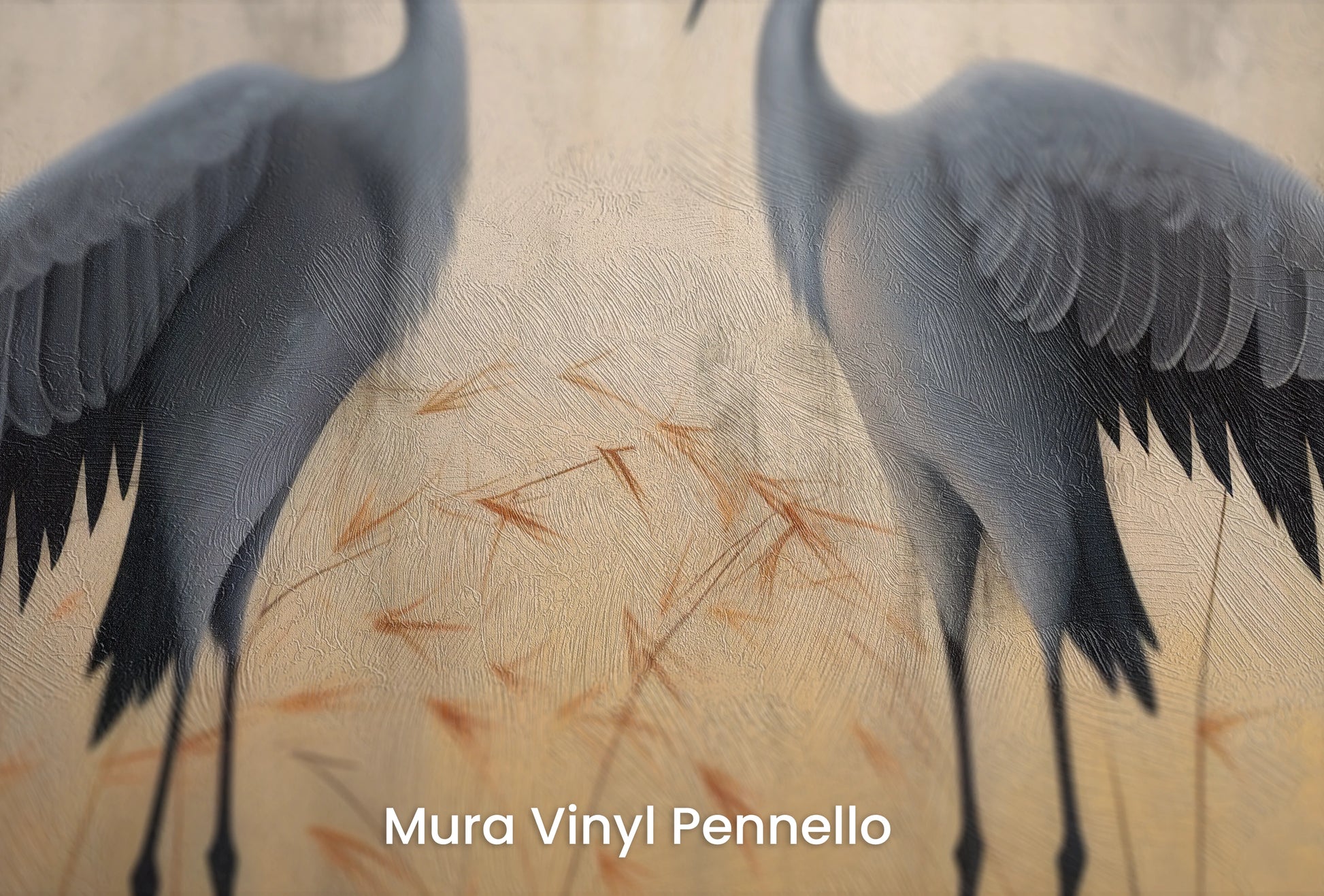Zbliżenie na artystyczną fototapetę o nazwie Silent Dialogue na podłożu Mura Vinyl Pennello - faktura pociągnięć pędzla malarskiego.