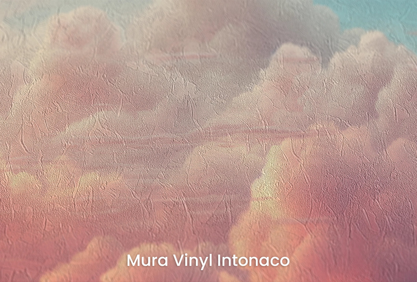 Zbliżenie na artystyczną fototapetę o nazwie Rosy Reverie na podłożu Mura Vinyl Intonaco - struktura tartego tynku.