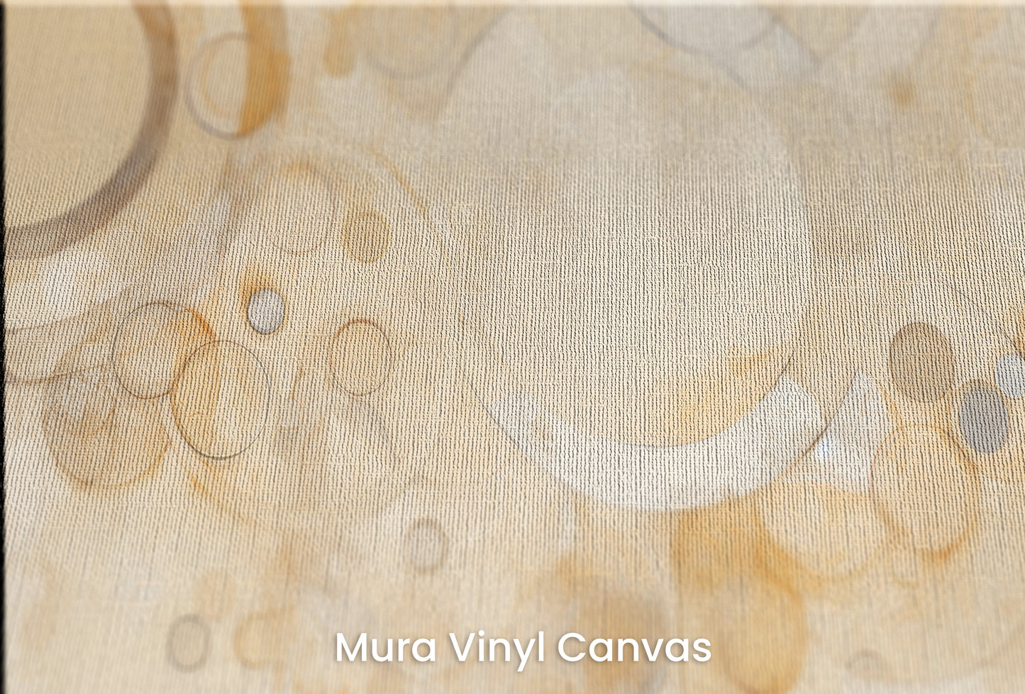 Zbliżenie na artystyczną fototapetę o nazwie AMBER ORBITAL FUSION na podłożu Mura Vinyl Canvas - faktura naturalnego płótna.