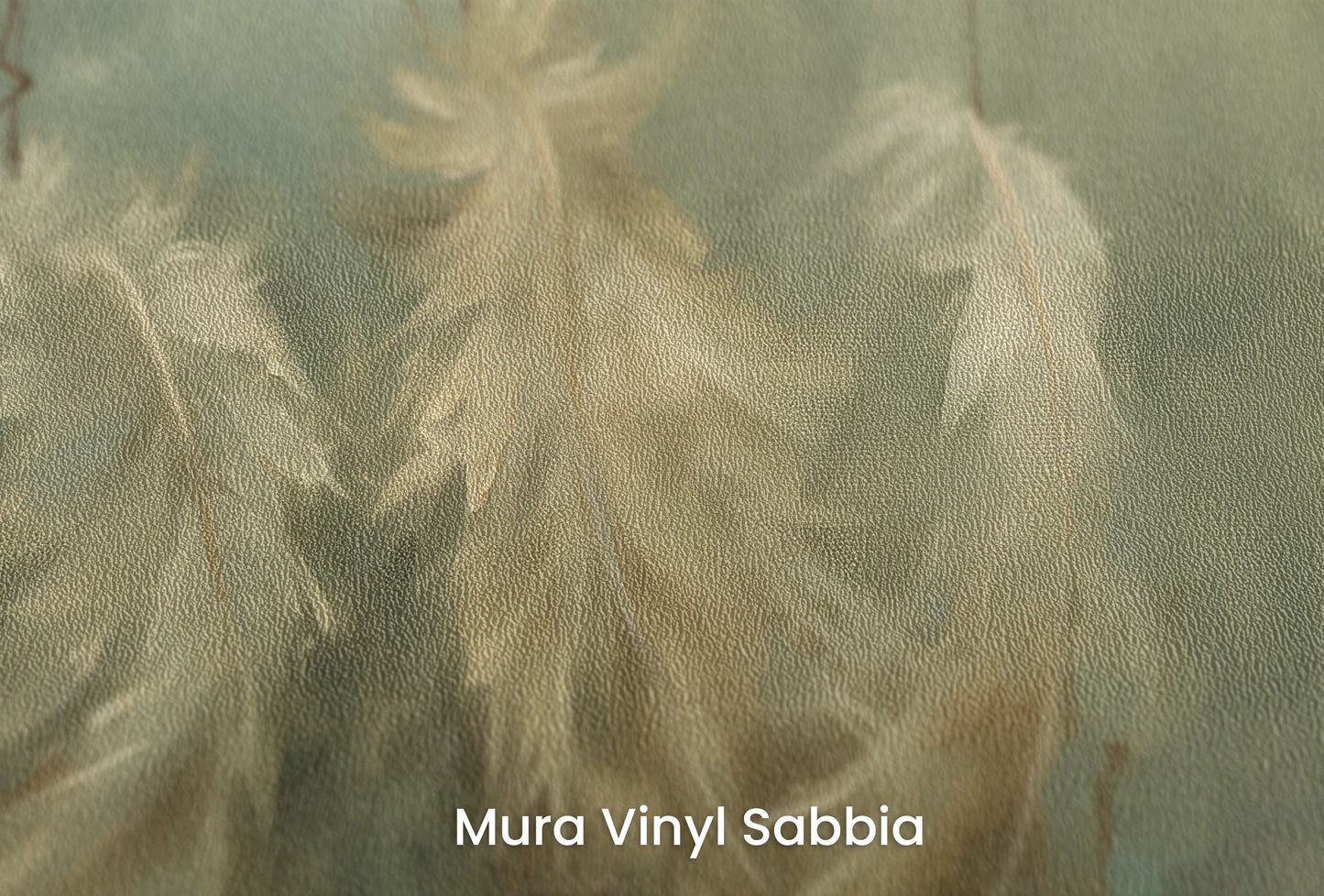 Zbliżenie na artystyczną fototapetę o nazwie Misty Plumes na podłożu Mura Vinyl Sabbia struktura grubego ziarna piasku.