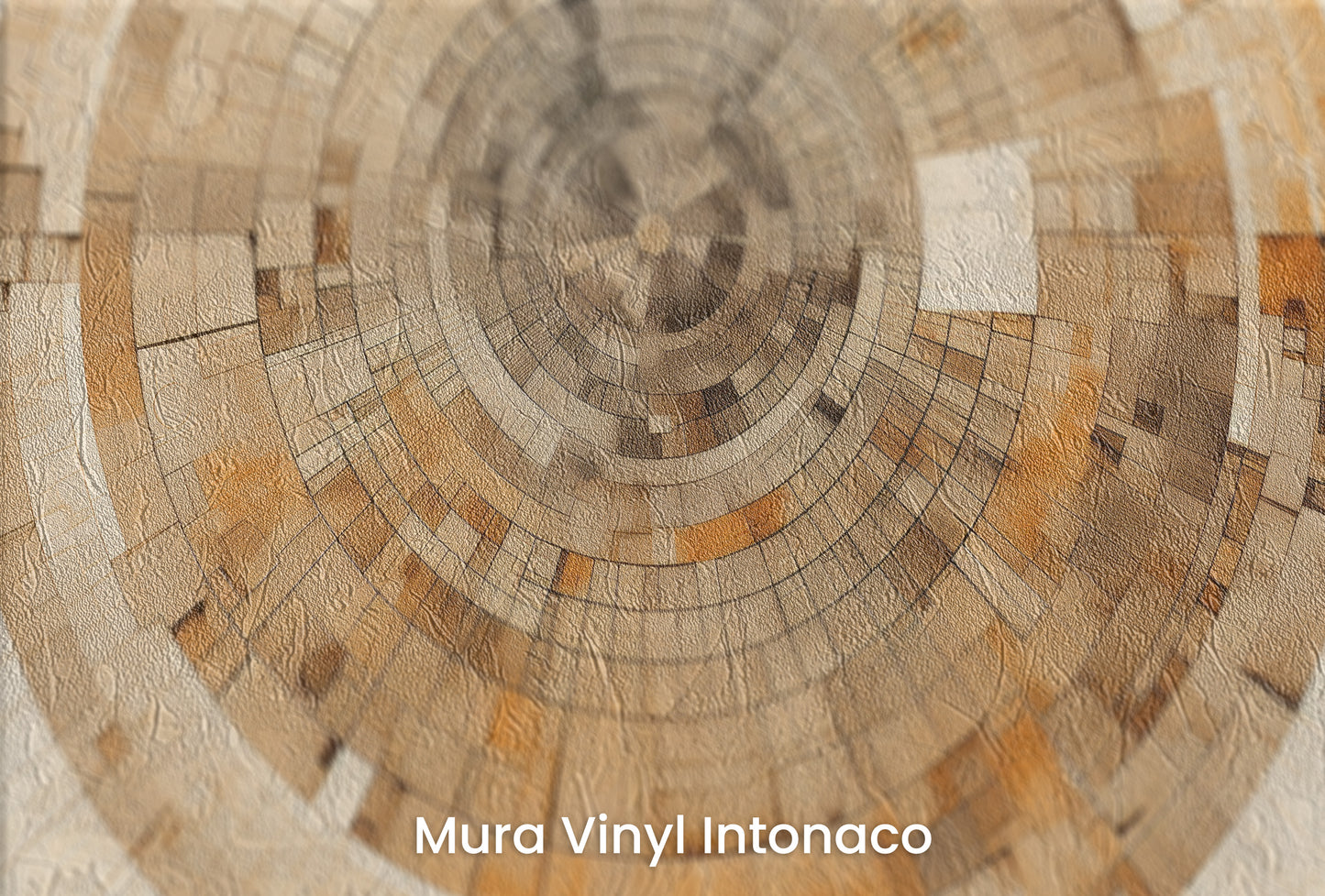 Zbliżenie na artystyczną fototapetę o nazwie CIRCUITRY OF TIME na podłożu Mura Vinyl Intonaco - struktura tartego tynku.
