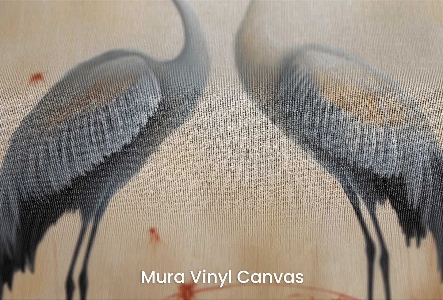 Zbliżenie na artystyczną fototapetę o nazwie Serene Steps na podłożu Mura Vinyl Canvas - faktura naturalnego płótna.