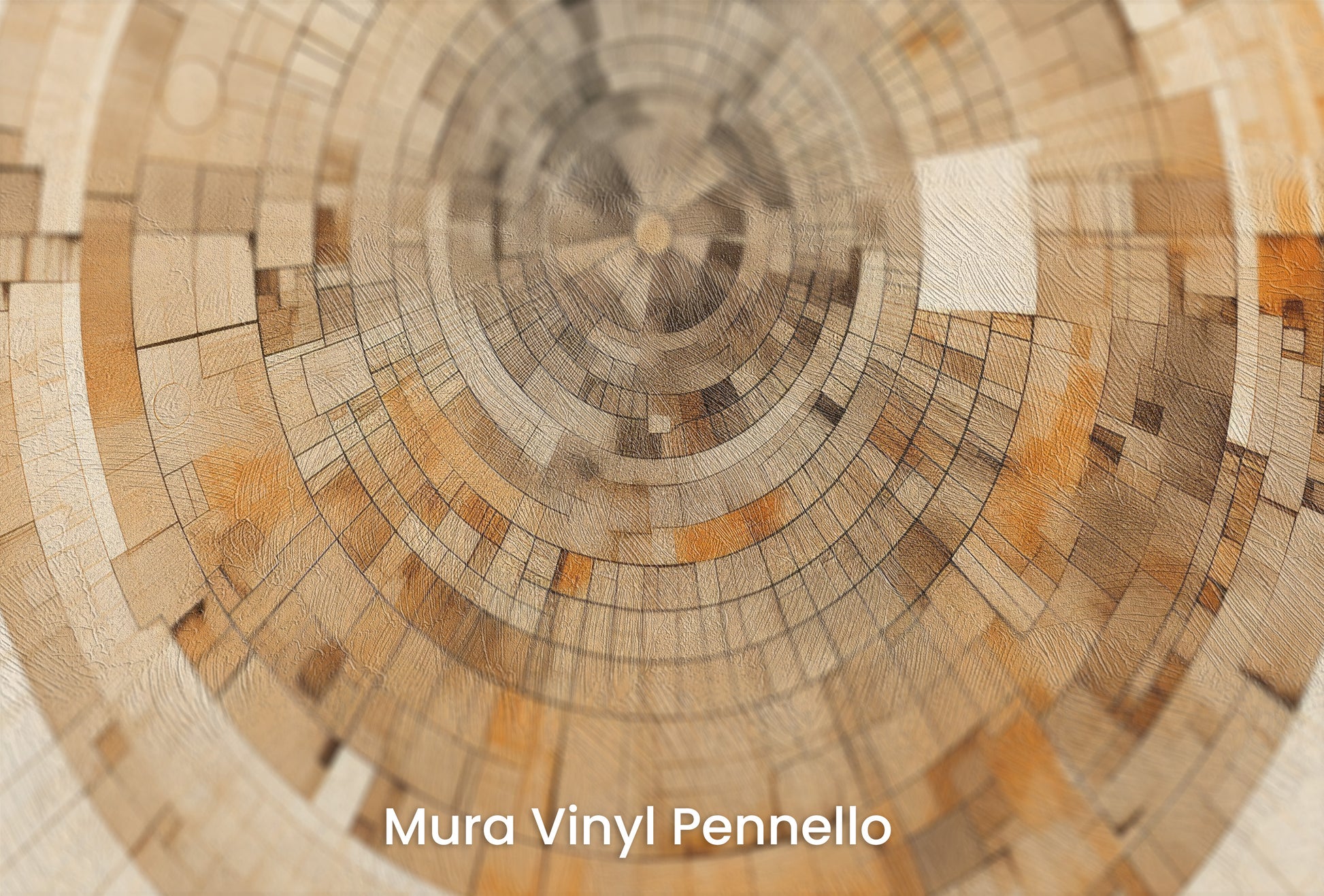 Zbliżenie na artystyczną fototapetę o nazwie CIRCUITRY OF TIME na podłożu Mura Vinyl Pennello - faktura pociągnięć pędzla malarskiego.