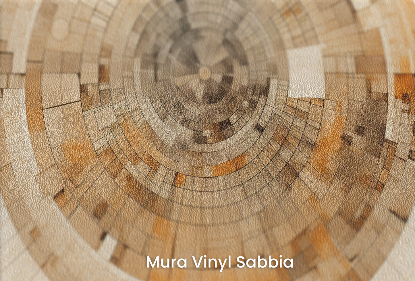 Zbliżenie na artystyczną fototapetę o nazwie CIRCUITRY OF TIME na podłożu Mura Vinyl Sabbia struktura grubego ziarna piasku.