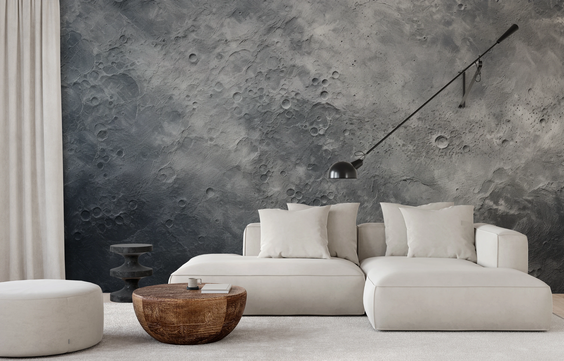 Wzór fototapety o nazwie Moon's Geography pokazanej w kontekście pomieszczenia.