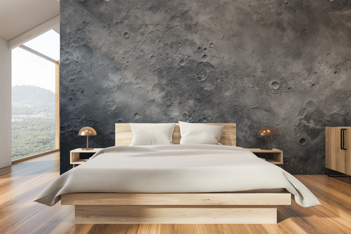 Fototapeta artystyczna o nazwie Moon's Geography pokazana w aranżacji wnętrza.