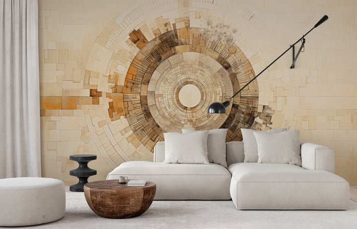Fototapeta malowana o nazwie SUNBURST MOSAIC pokazana w aranżacji wnętrza.
