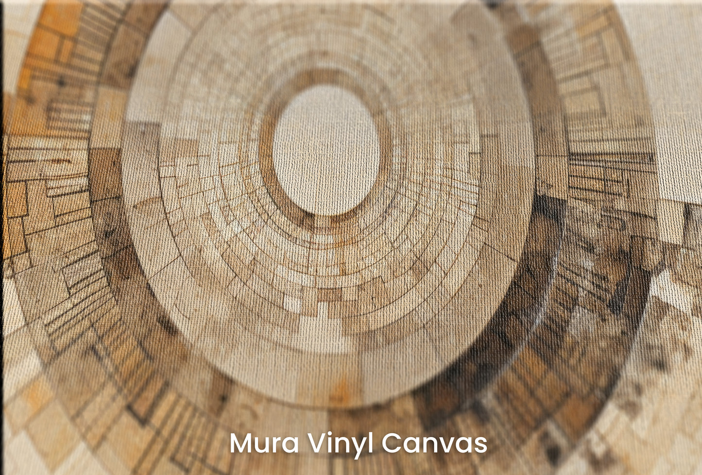 Zbliżenie na artystyczną fototapetę o nazwie SUNBURST MOSAIC na podłożu Mura Vinyl Canvas - faktura naturalnego płótna.