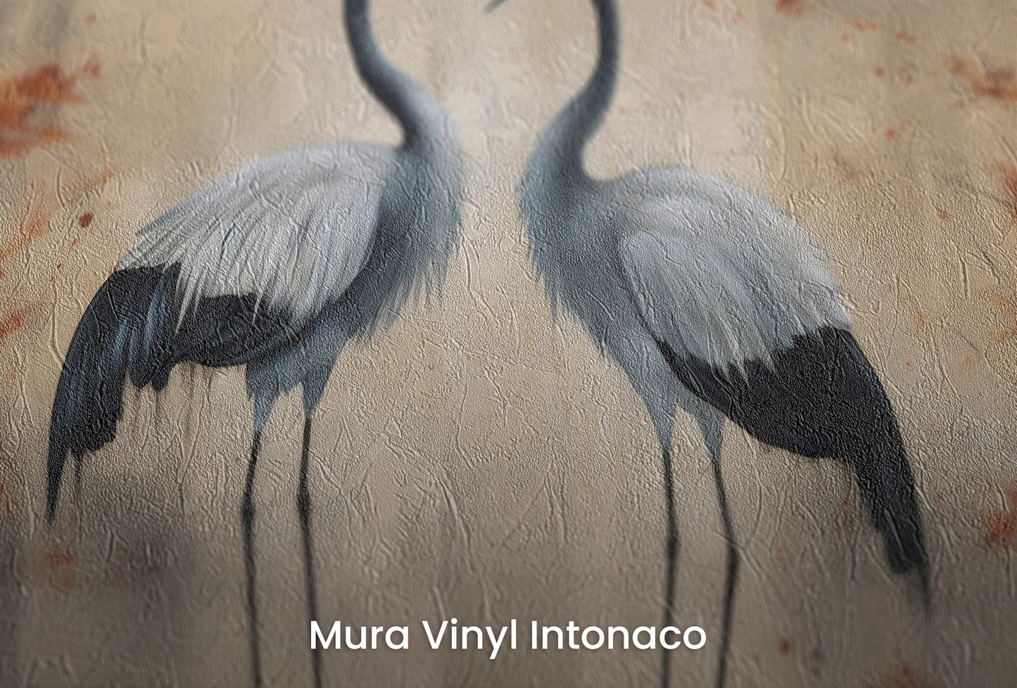 Zbliżenie na artystyczną fototapetę o nazwie Eternal Waltz na podłożu Mura Vinyl Intonaco - struktura tartego tynku.