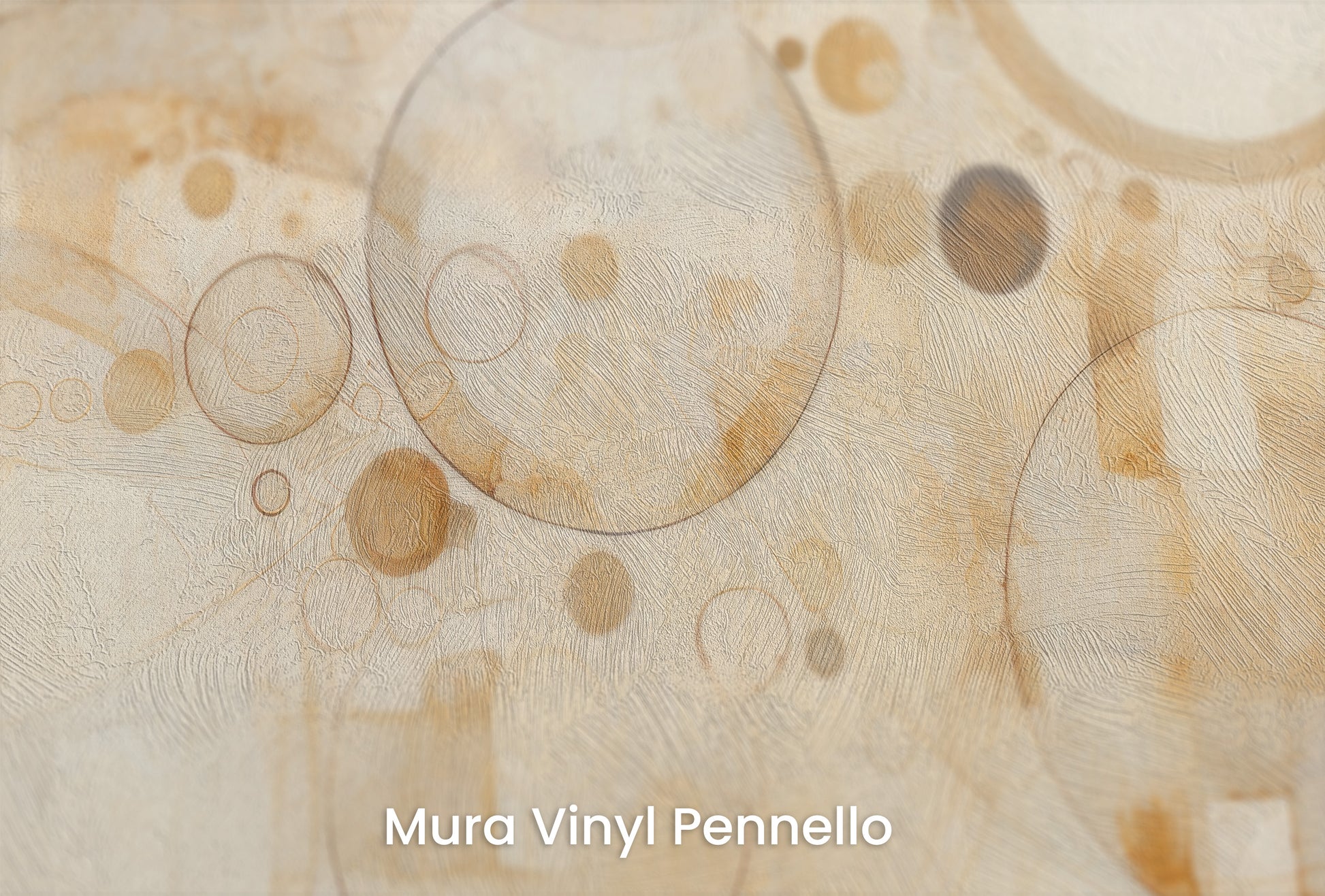 Zbliżenie na artystyczną fototapetę o nazwie CIRCULAR WHISPERS na podłożu Mura Vinyl Pennello - faktura pociągnięć pędzla malarskiego.