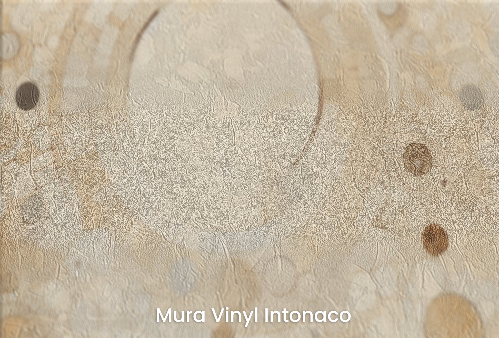 Zbliżenie na artystyczną fototapetę o nazwie HARMONY CIRCLES na podłożu Mura Vinyl Intonaco - struktura tartego tynku.