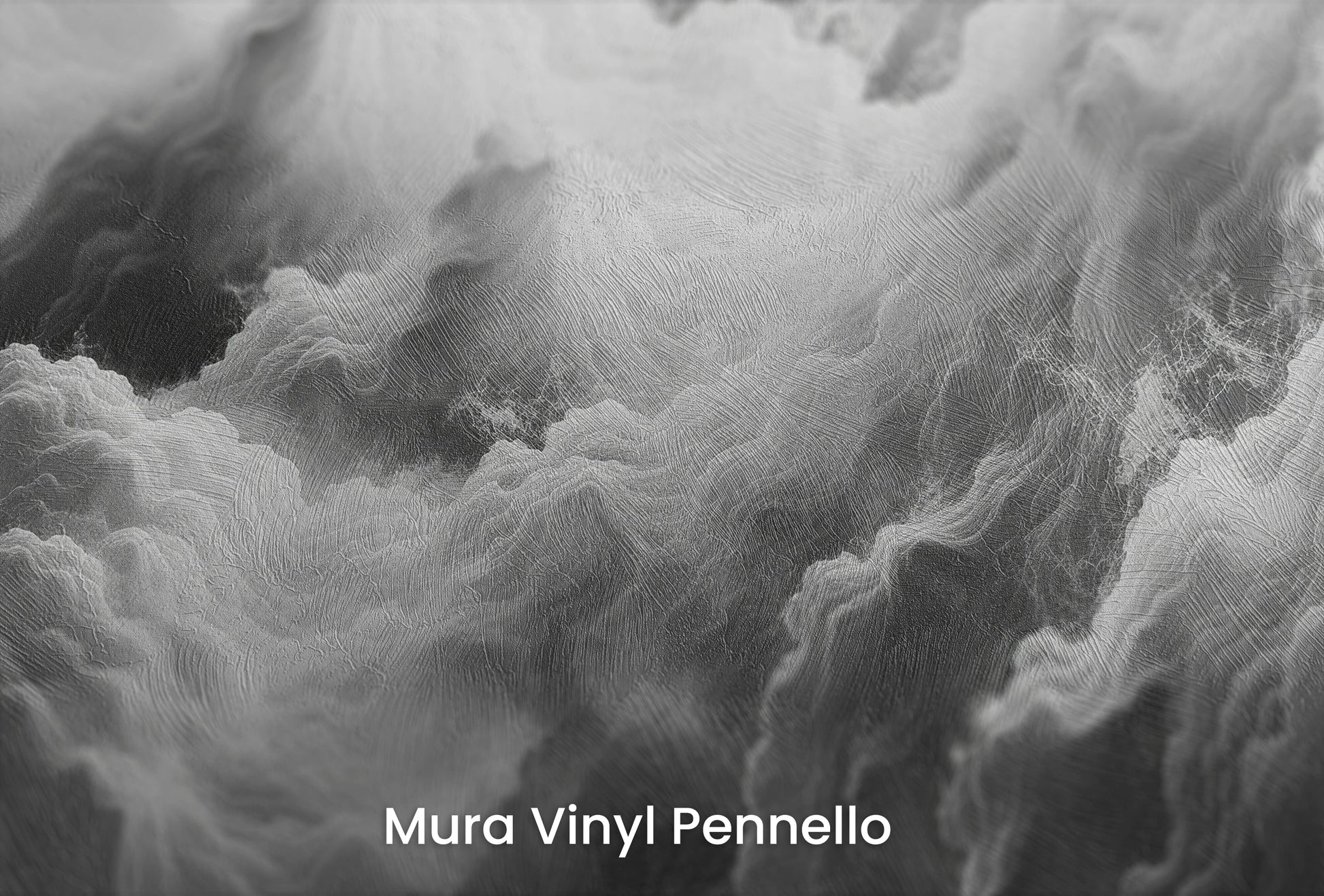 Zbliżenie na artystyczną fototapetę o nazwie Ethereal Stratus na podłożu Mura Vinyl Pennello - faktura pociągnięć pędzla malarskiego.