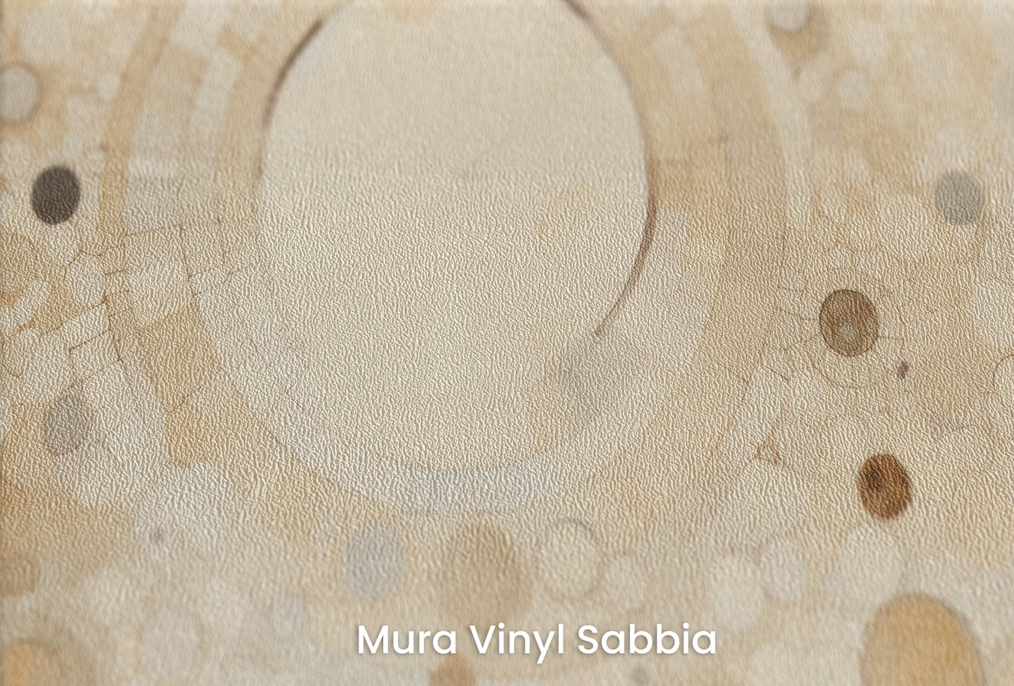Zbliżenie na artystyczną fototapetę o nazwie HARMONY CIRCLES na podłożu Mura Vinyl Sabbia struktura grubego ziarna piasku.
