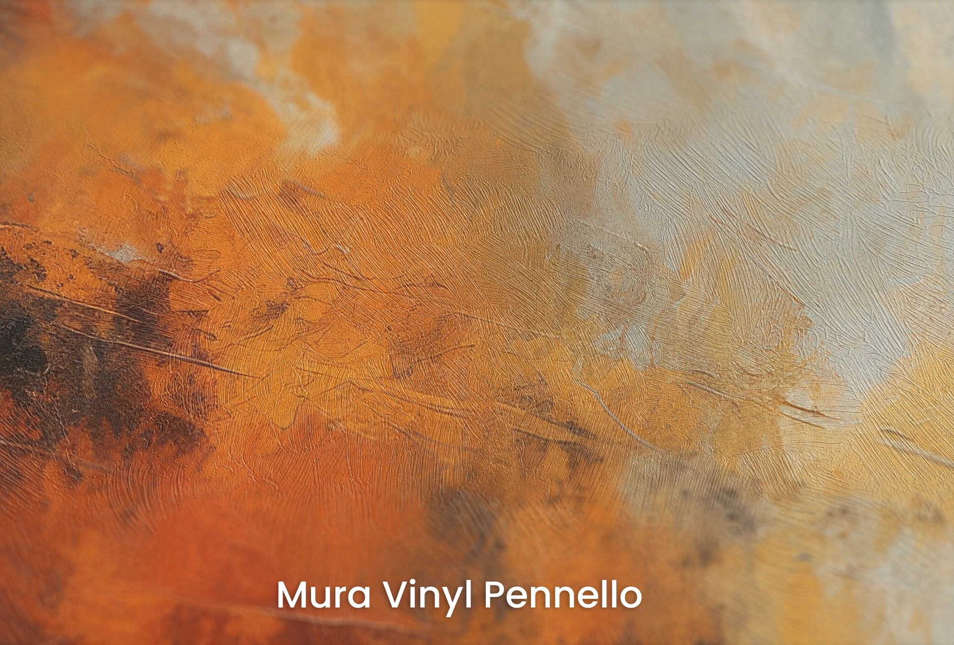 Zbliżenie na artystyczną fototapetę o nazwie Mars' Horizon na podłożu Mura Vinyl Pennello - faktura pociągnięć pędzla malarskiego.