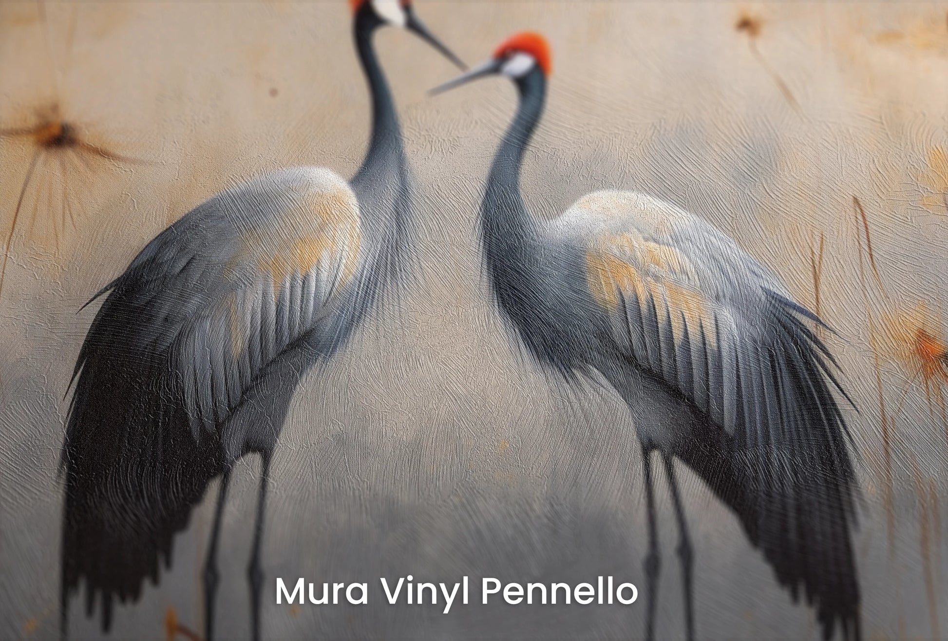 Zbliżenie na artystyczną fototapetę o nazwie Dusk's Whisper na podłożu Mura Vinyl Pennello - faktura pociągnięć pędzla malarskiego.