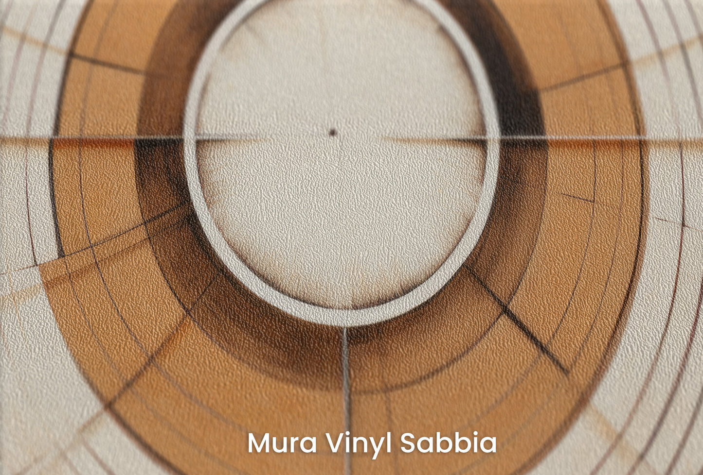 Zbliżenie na artystyczną fototapetę o nazwie ORBITAL GEO na podłożu Mura Vinyl Sabbia struktura grubego ziarna piasku.