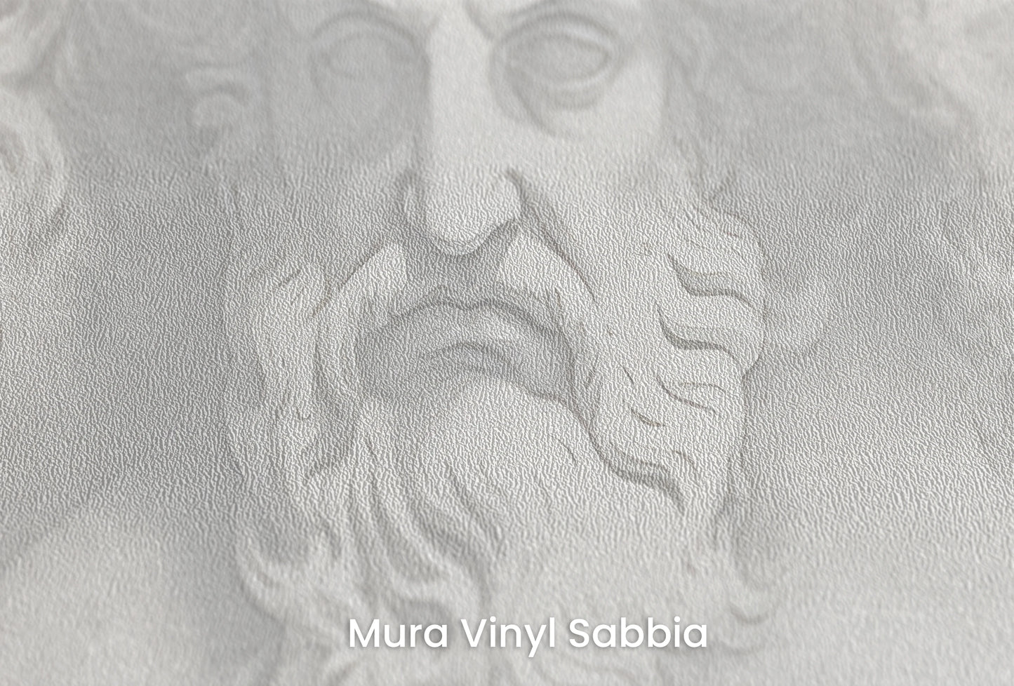 Zbliżenie na artystyczną fototapetę o nazwie Philosophers' Musings na podłożu Mura Vinyl Sabbia struktura grubego ziarna piasku.