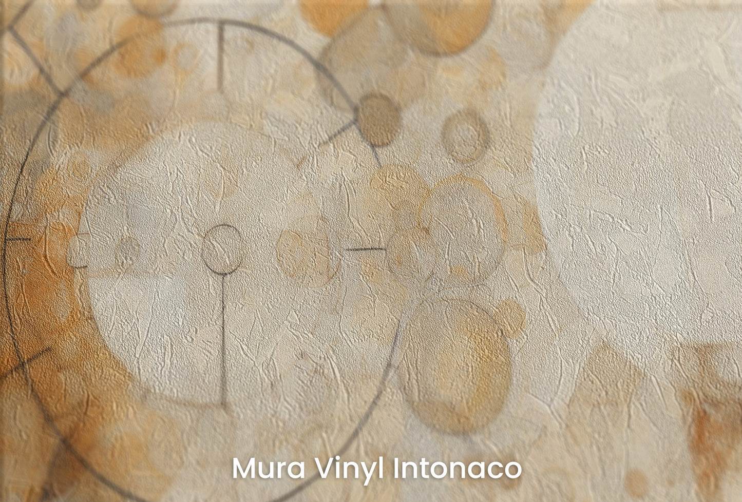 Zbliżenie na artystyczną fototapetę o nazwie BEIGE BUBBLES na podłożu Mura Vinyl Intonaco - struktura tartego tynku.