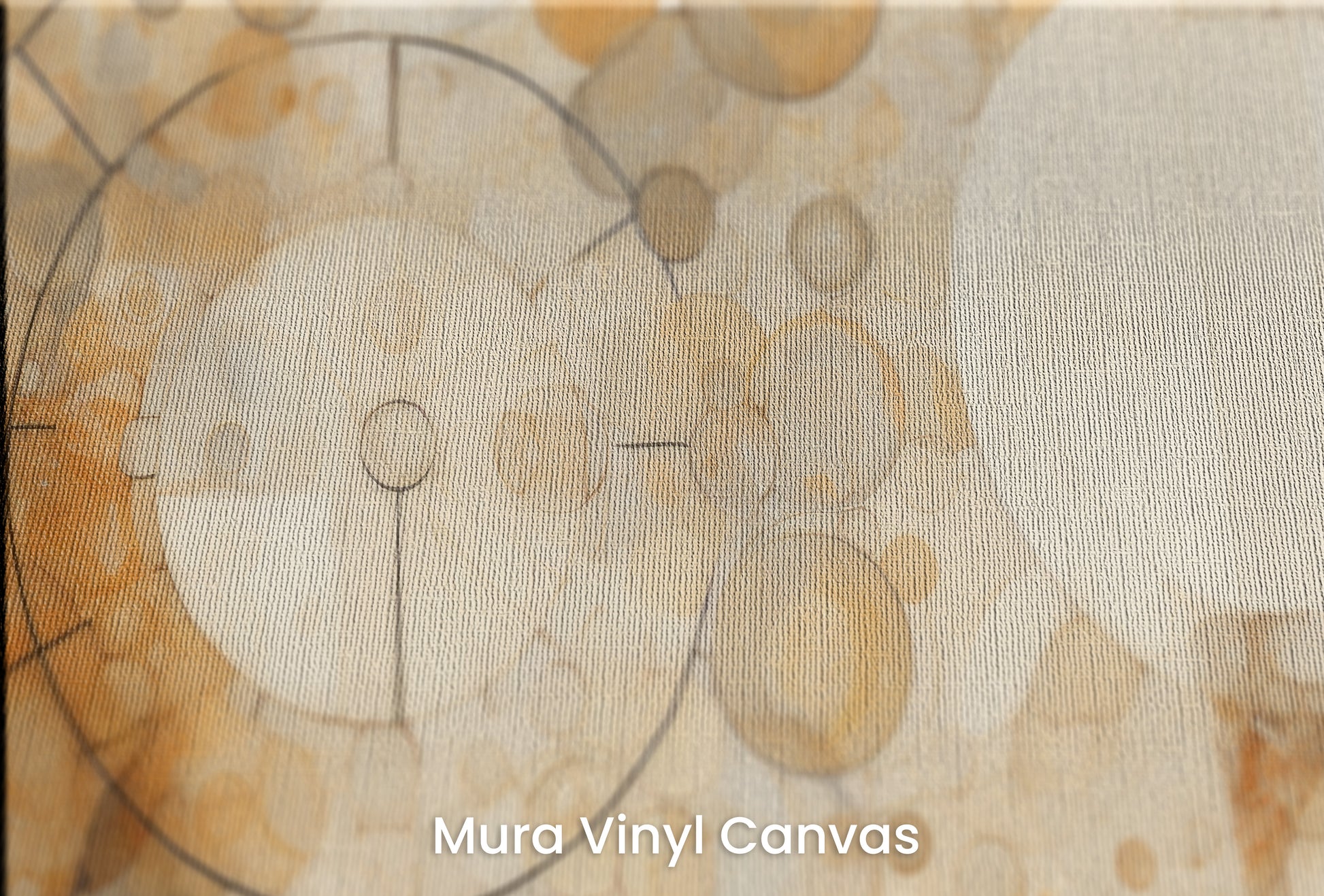 Zbliżenie na artystyczną fototapetę o nazwie BEIGE BUBBLES na podłożu Mura Vinyl Canvas - faktura naturalnego płótna.