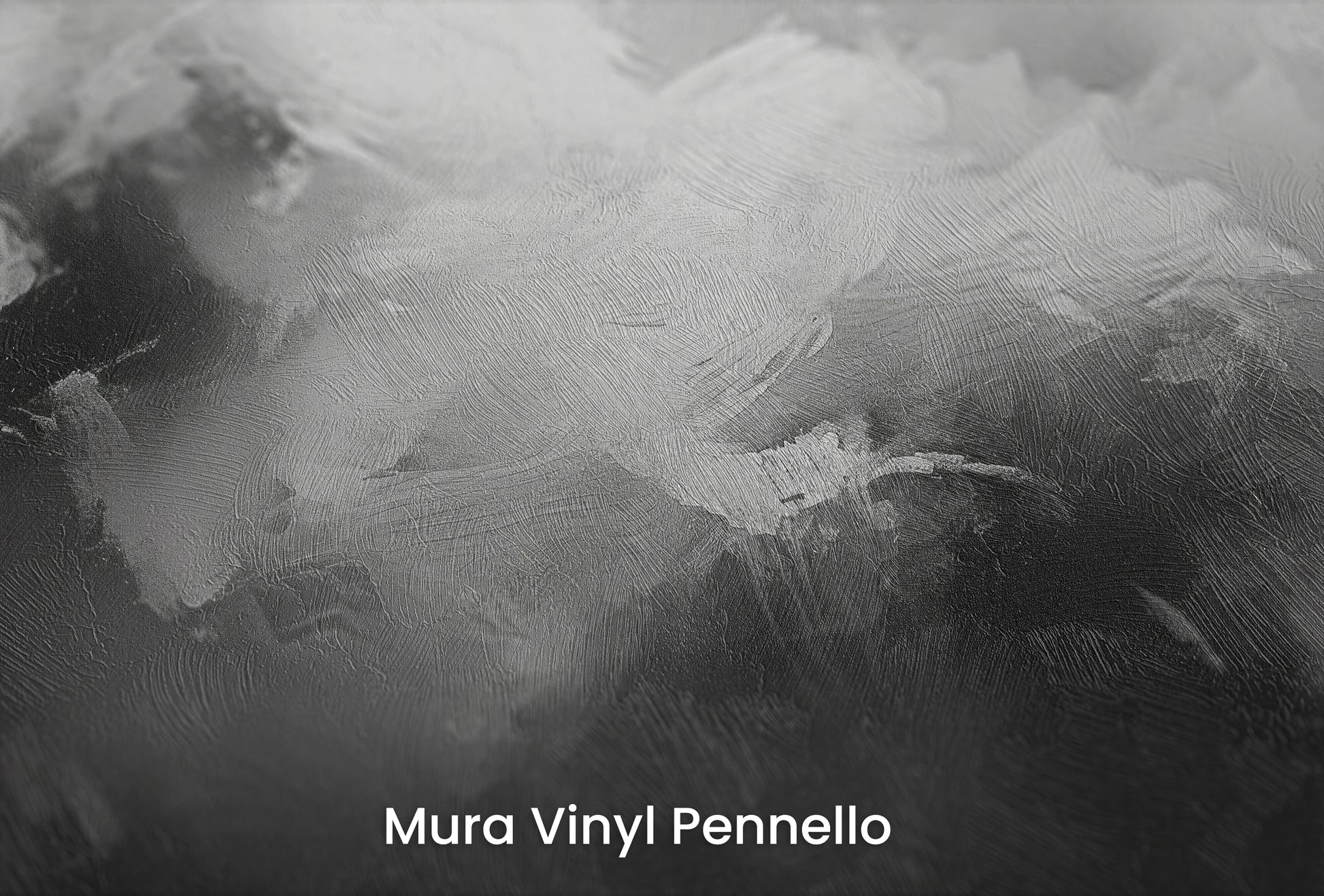 Zbliżenie na artystyczną fototapetę o nazwie Monochromatic Mood na podłożu Mura Vinyl Pennello - faktura pociągnięć pędzla malarskiego.