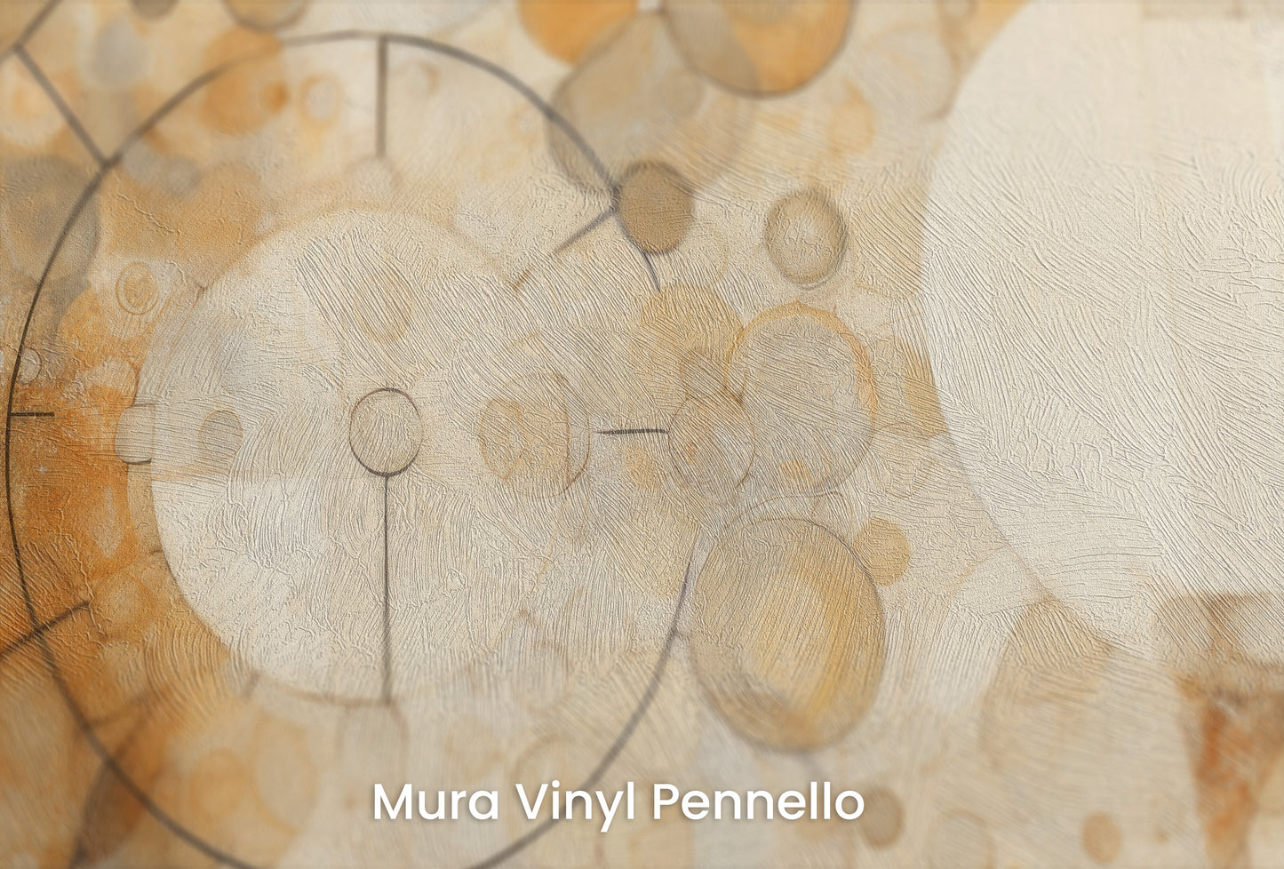 Zbliżenie na artystyczną fototapetę o nazwie BEIGE BUBBLES na podłożu Mura Vinyl Pennello - faktura pociągnięć pędzla malarskiego.